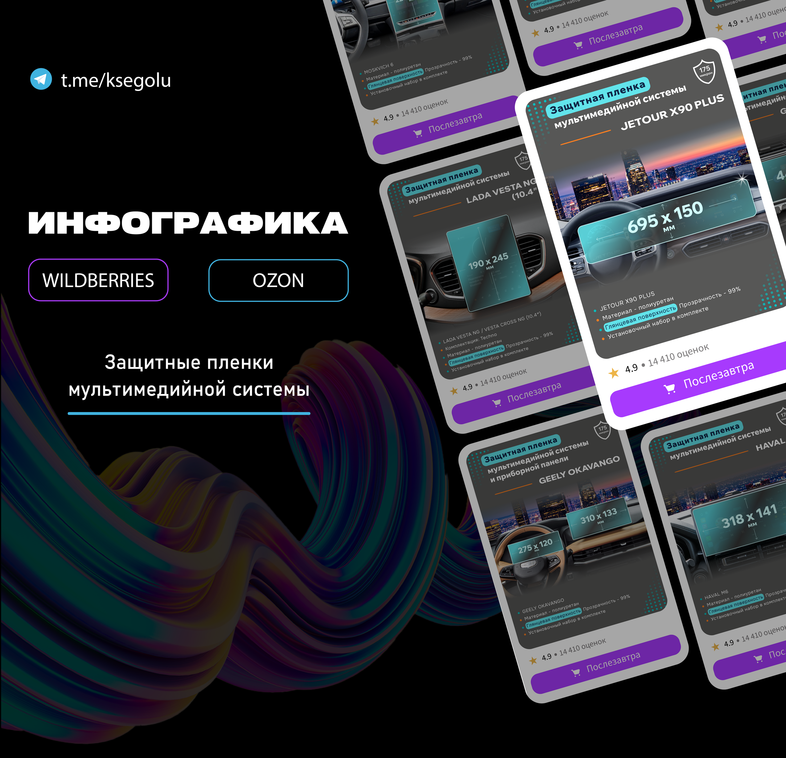 Инфографика / дизайн карточек пленка wildberries, ozon — Изображение №1 — Графика, Маркетинг на Dprofile