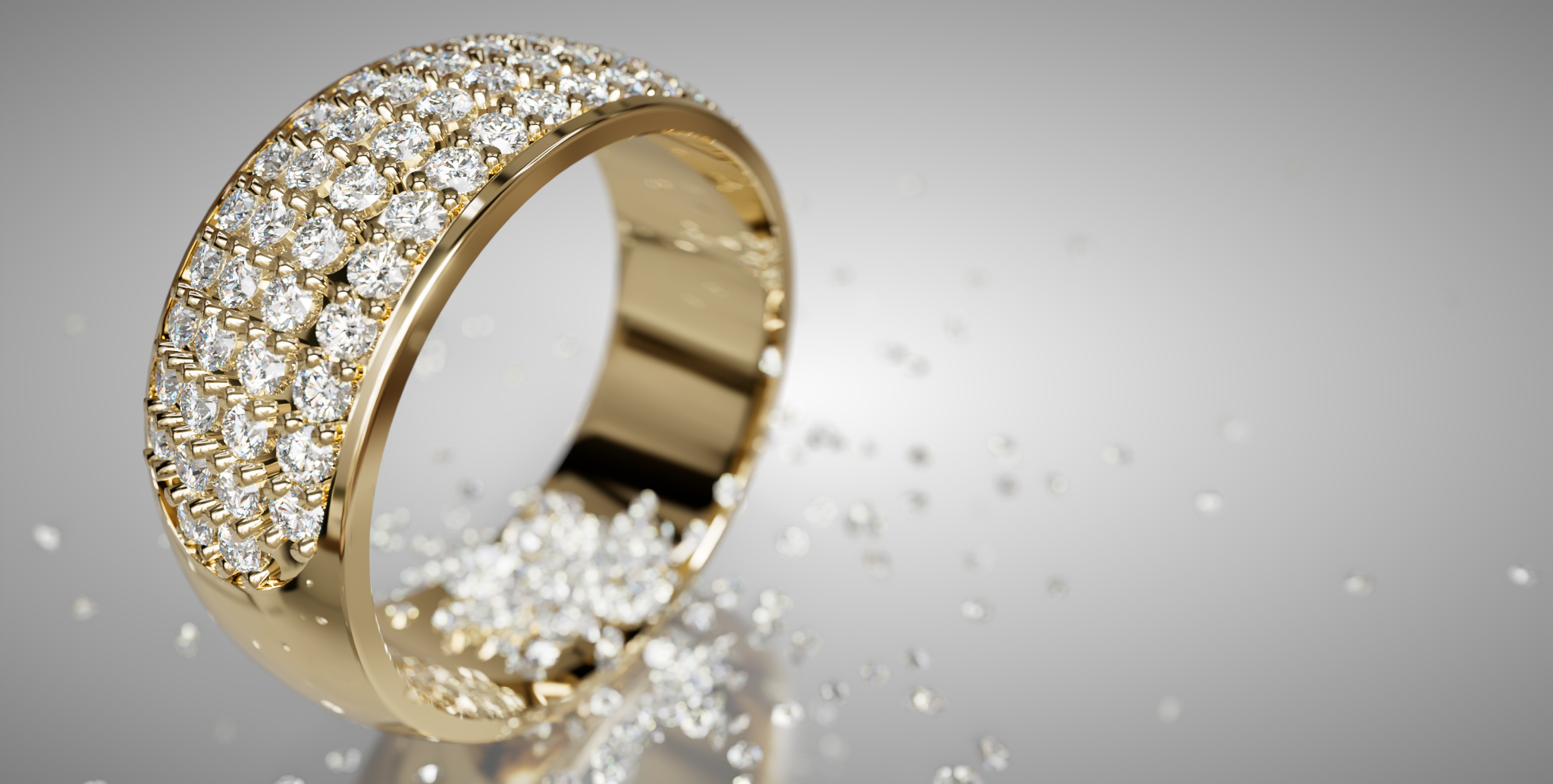 3D визуализация: Обручальное кольцо с обсыпкой — Изображение №1 — 3D, Анимация на Dprofile