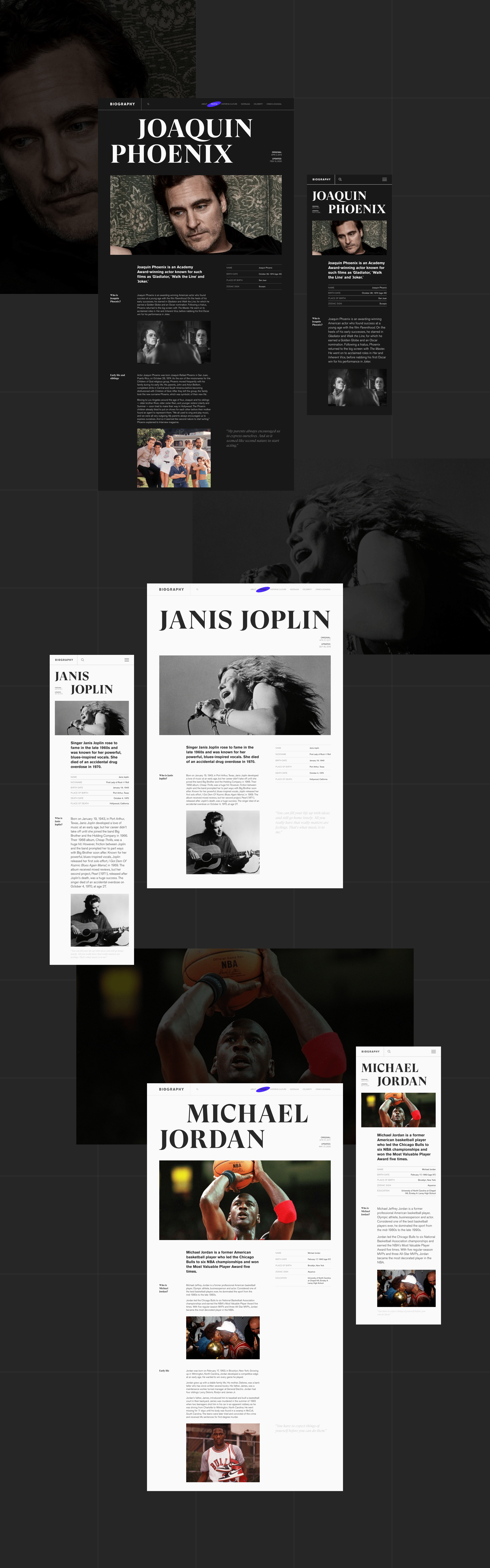 BIOGRAPHY.COM (Redesign) — Изображение №16 — Интерфейсы, Брендинг на Dprofile