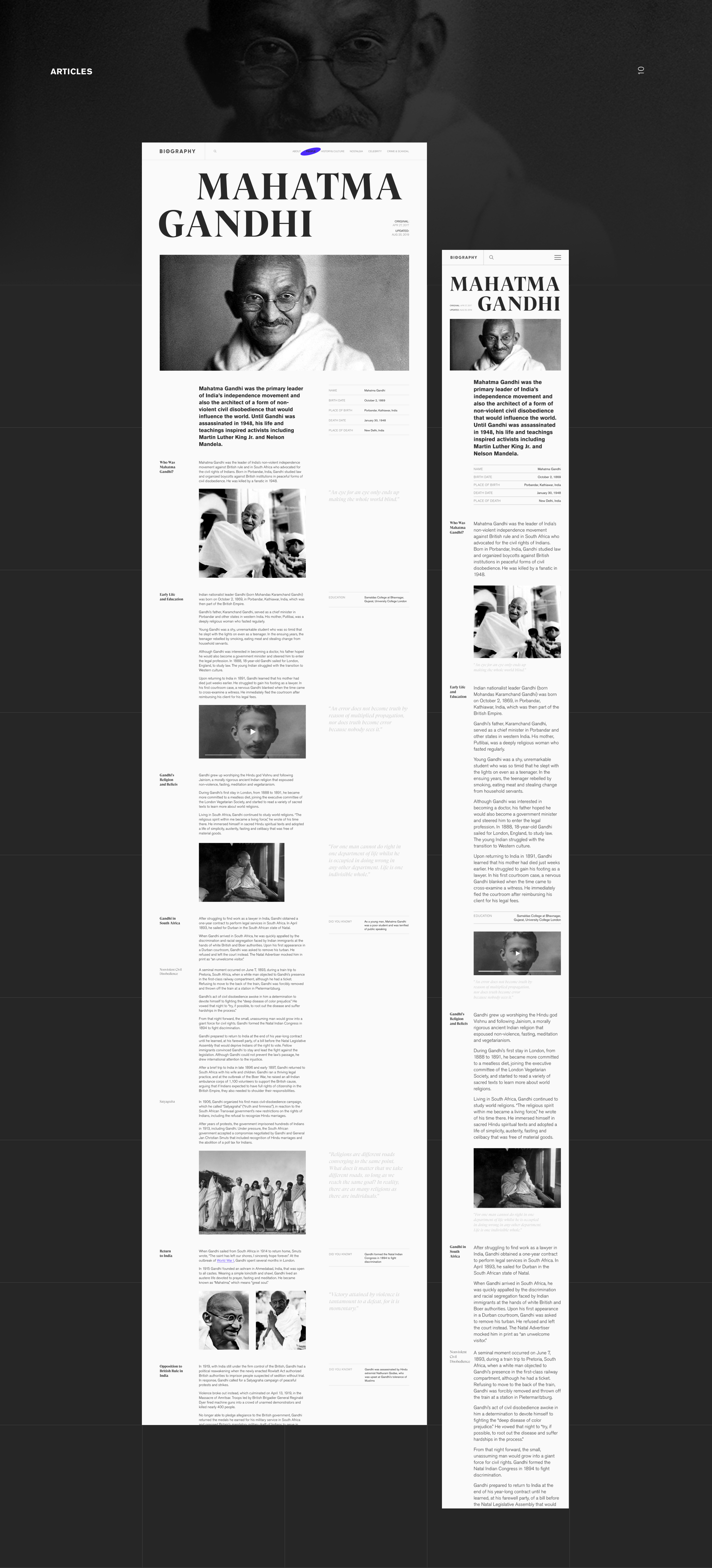 BIOGRAPHY.COM (Redesign) — Изображение №15 — Интерфейсы, Брендинг на Dprofile