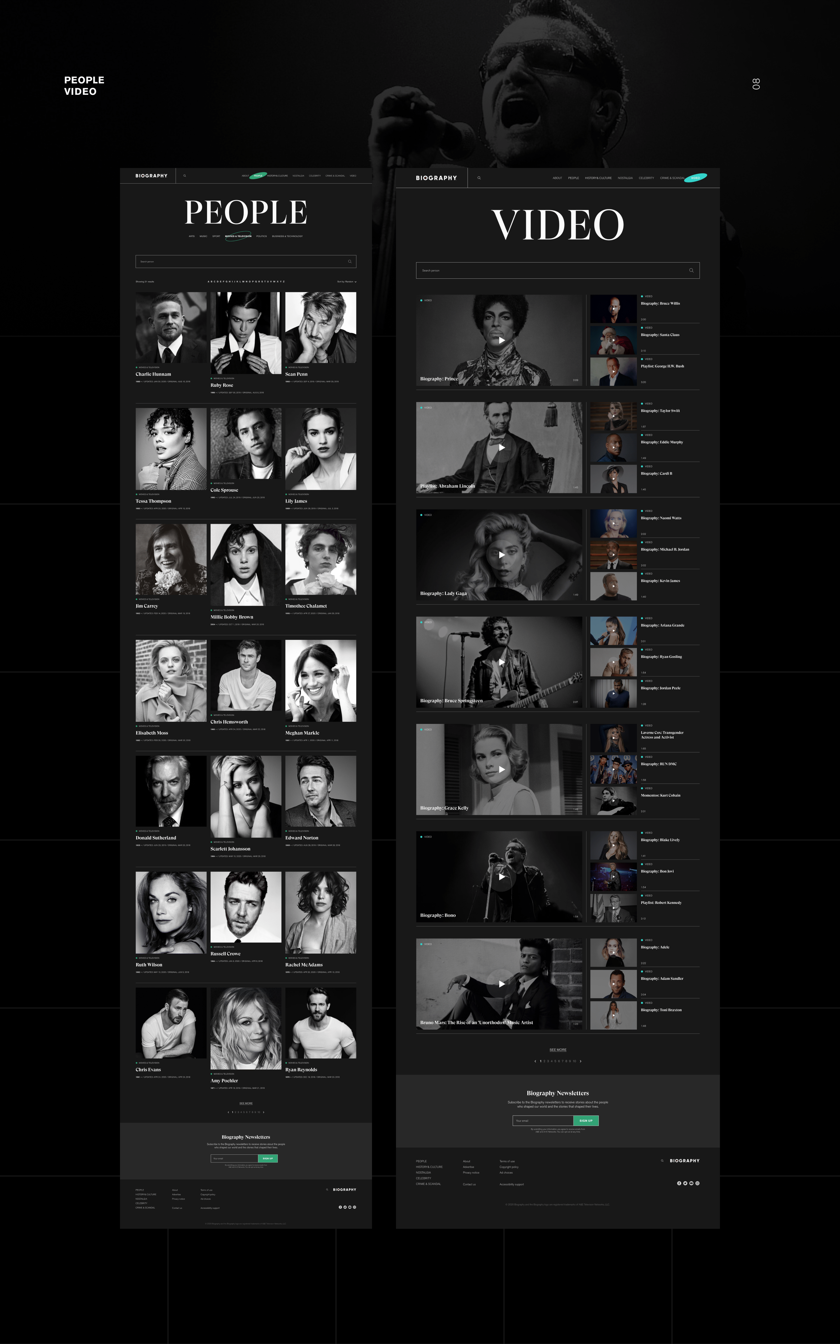 BIOGRAPHY.COM (Redesign) — Изображение №13 — Интерфейсы, Брендинг на Dprofile
