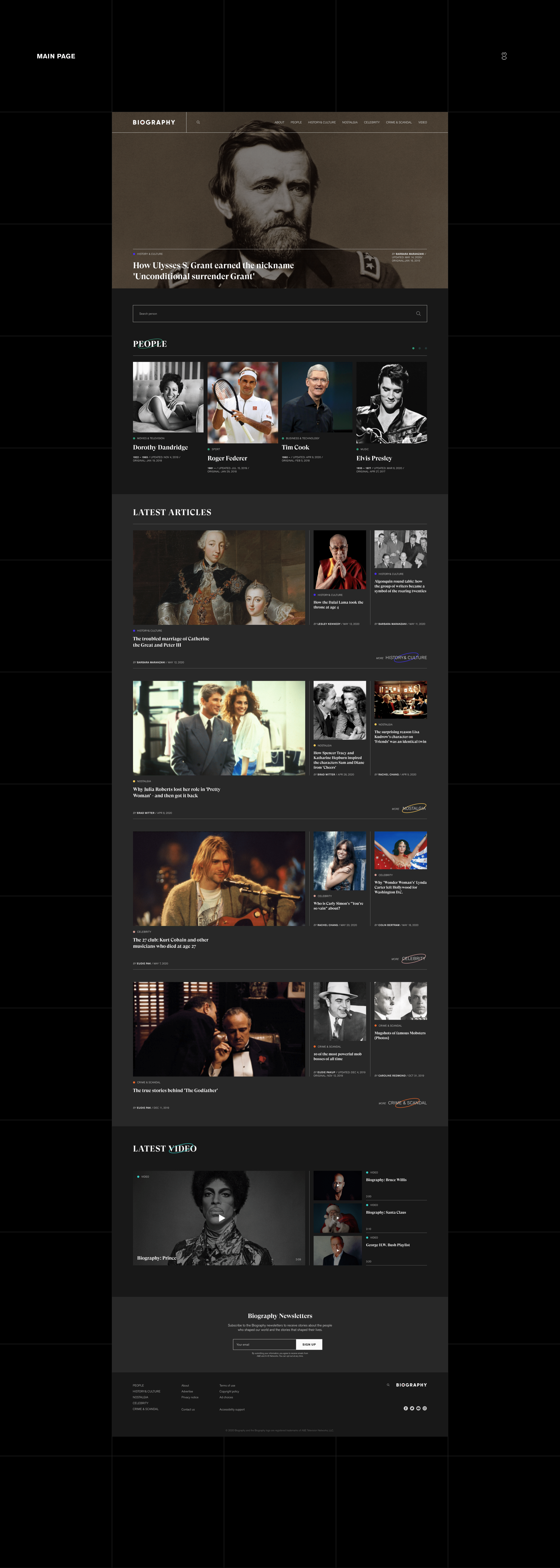 BIOGRAPHY.COM (Redesign) — Изображение №4 — Интерфейсы, Брендинг на Dprofile