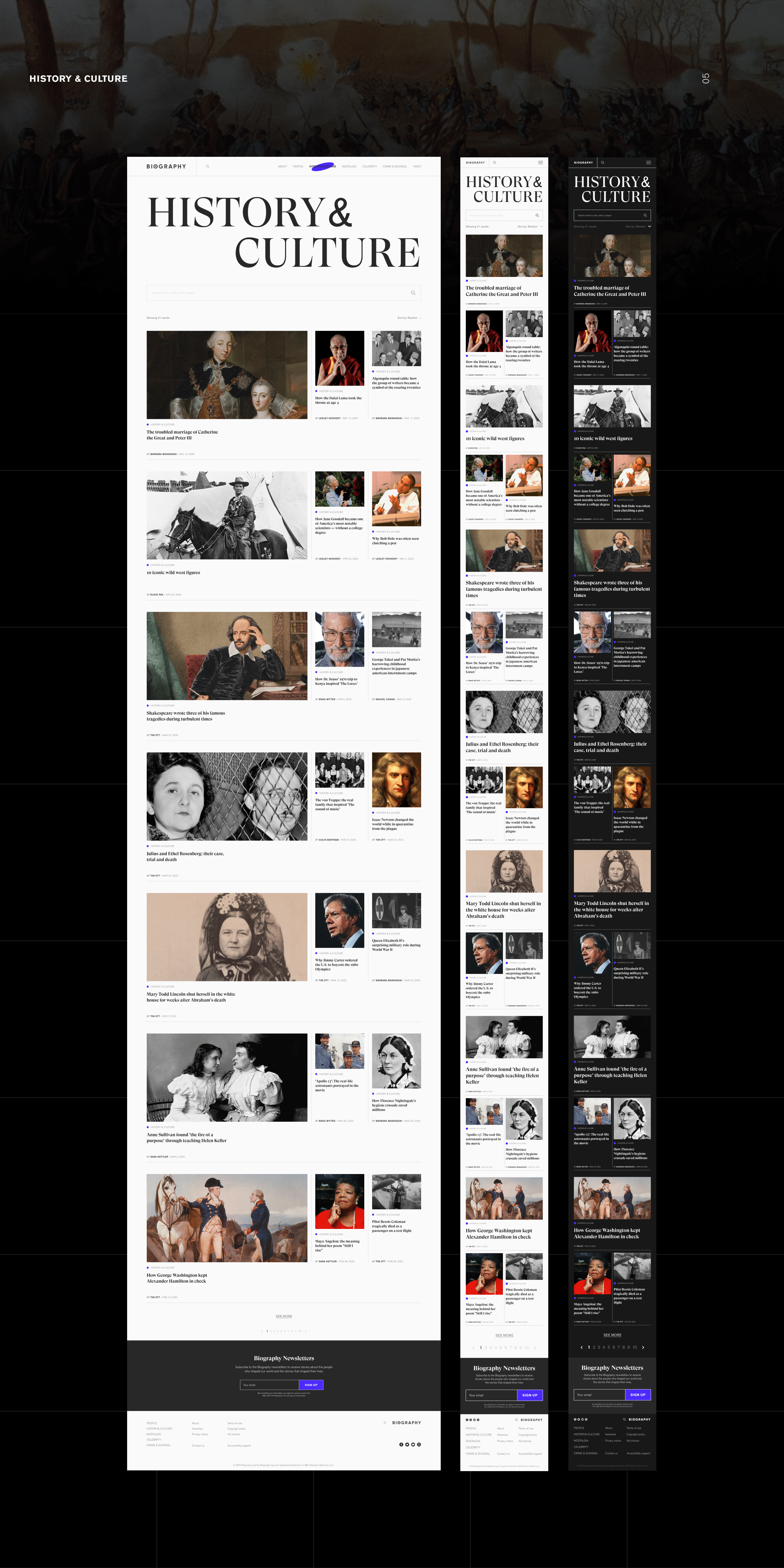 BIOGRAPHY.COM (Redesign) — Изображение №7 — Интерфейсы, Брендинг на Dprofile