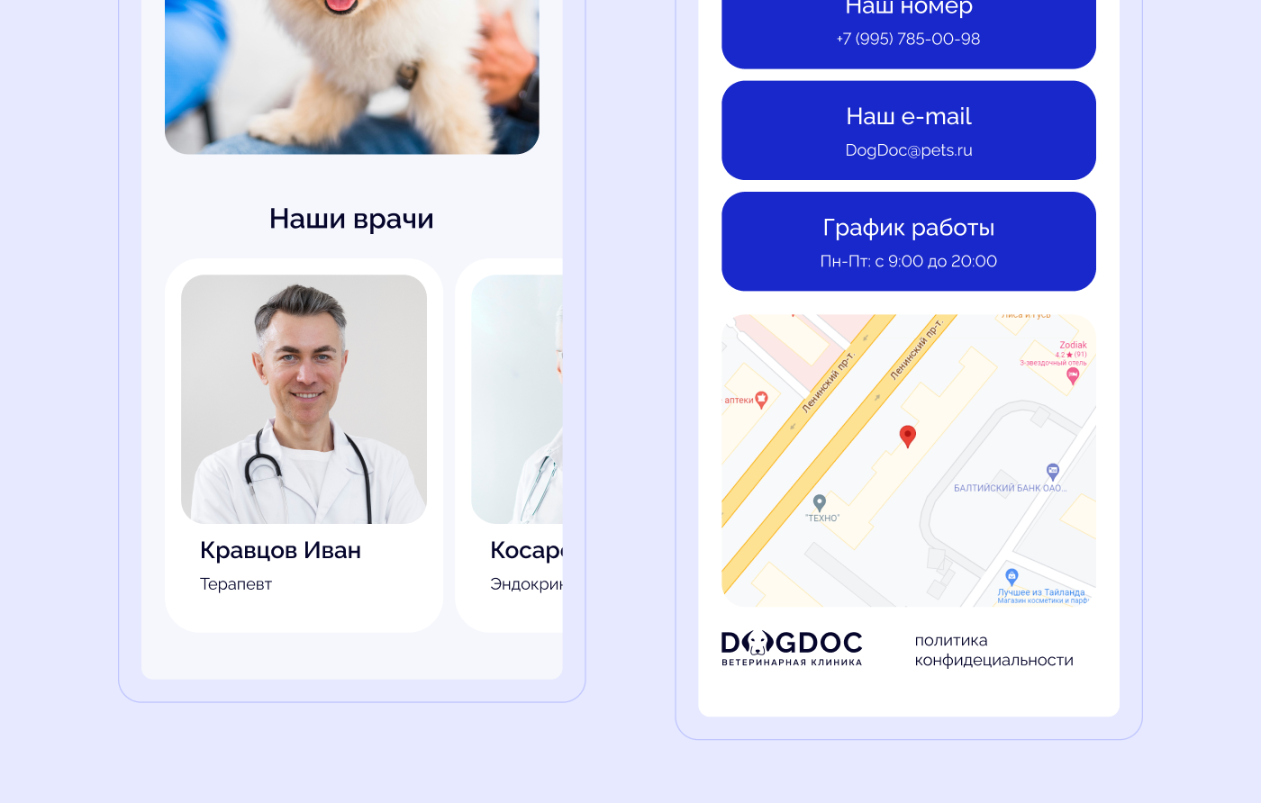Ветеринарная клиника DogDoc | Landing page — Изображение №18 — Интерфейсы на Dprofile