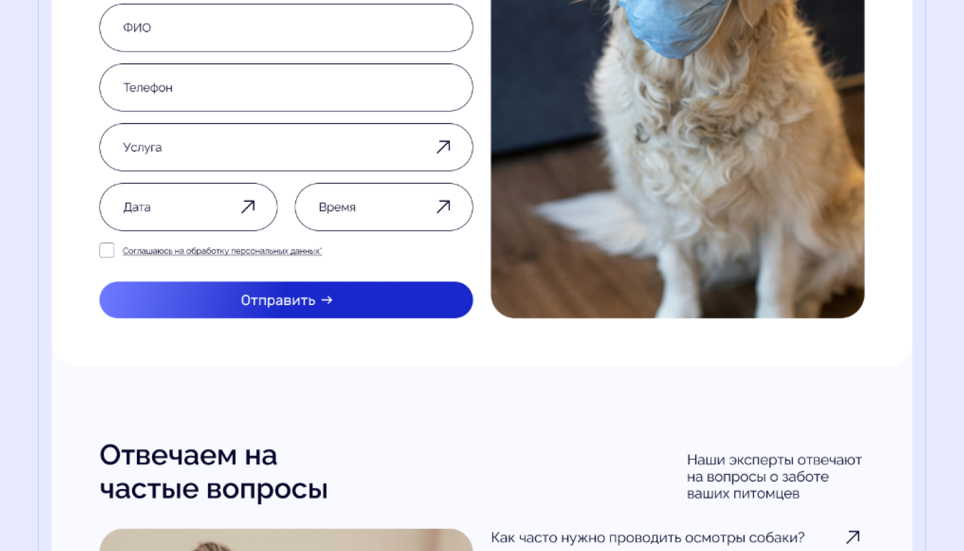 Ветеринарная клиника DogDoc | Landing page — Изображение №11 — Интерфейсы на Dprofile