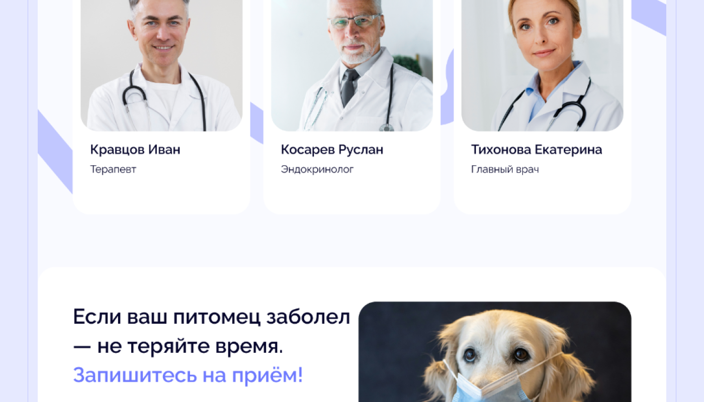 Ветеринарная клиника DogDoc | Landing page — Изображение №10 — Интерфейсы на Dprofile