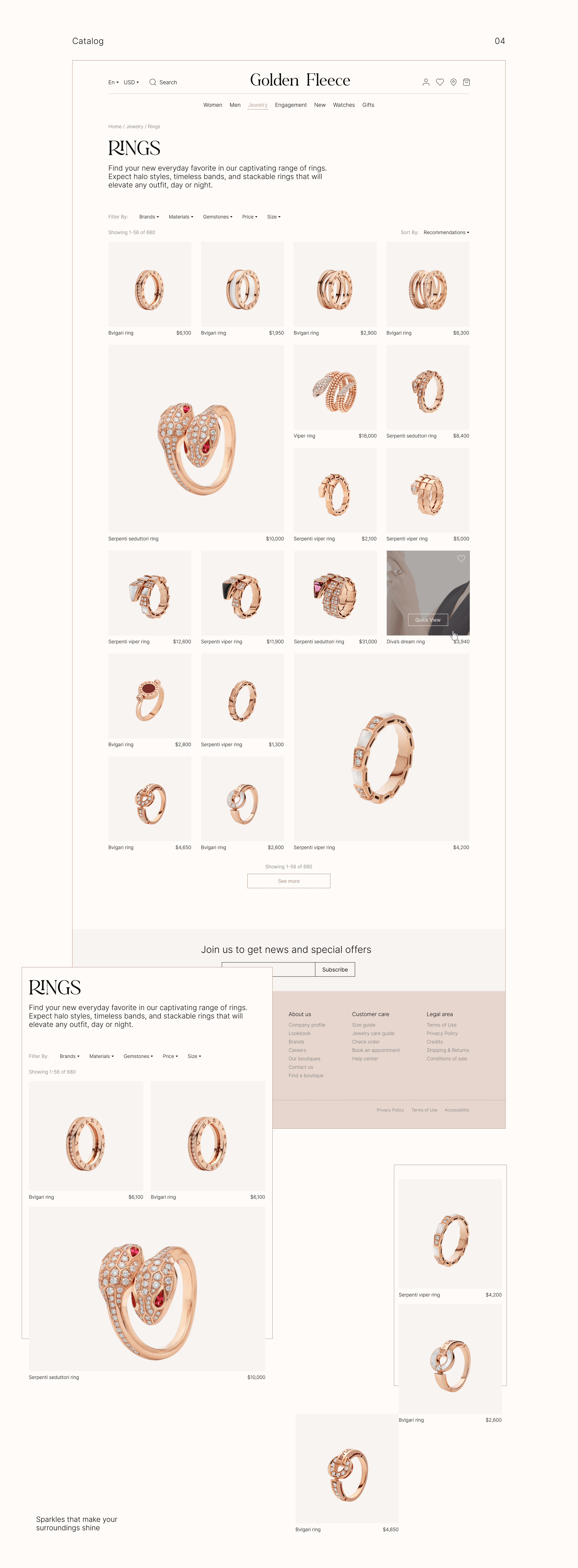 Golden Fleece | Jewelry Boutique — Изображение №5 — Интерфейсы, Анимация на Dprofile
