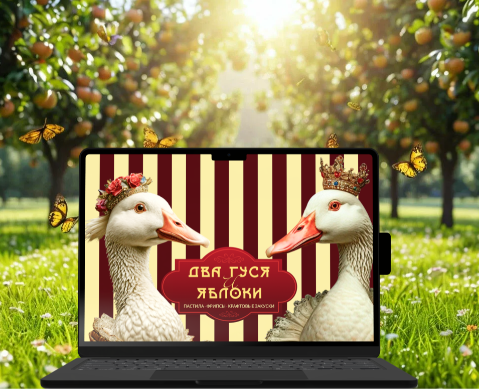 Логотип "Два гуся и яблоки" — Брендинг на Dprofile