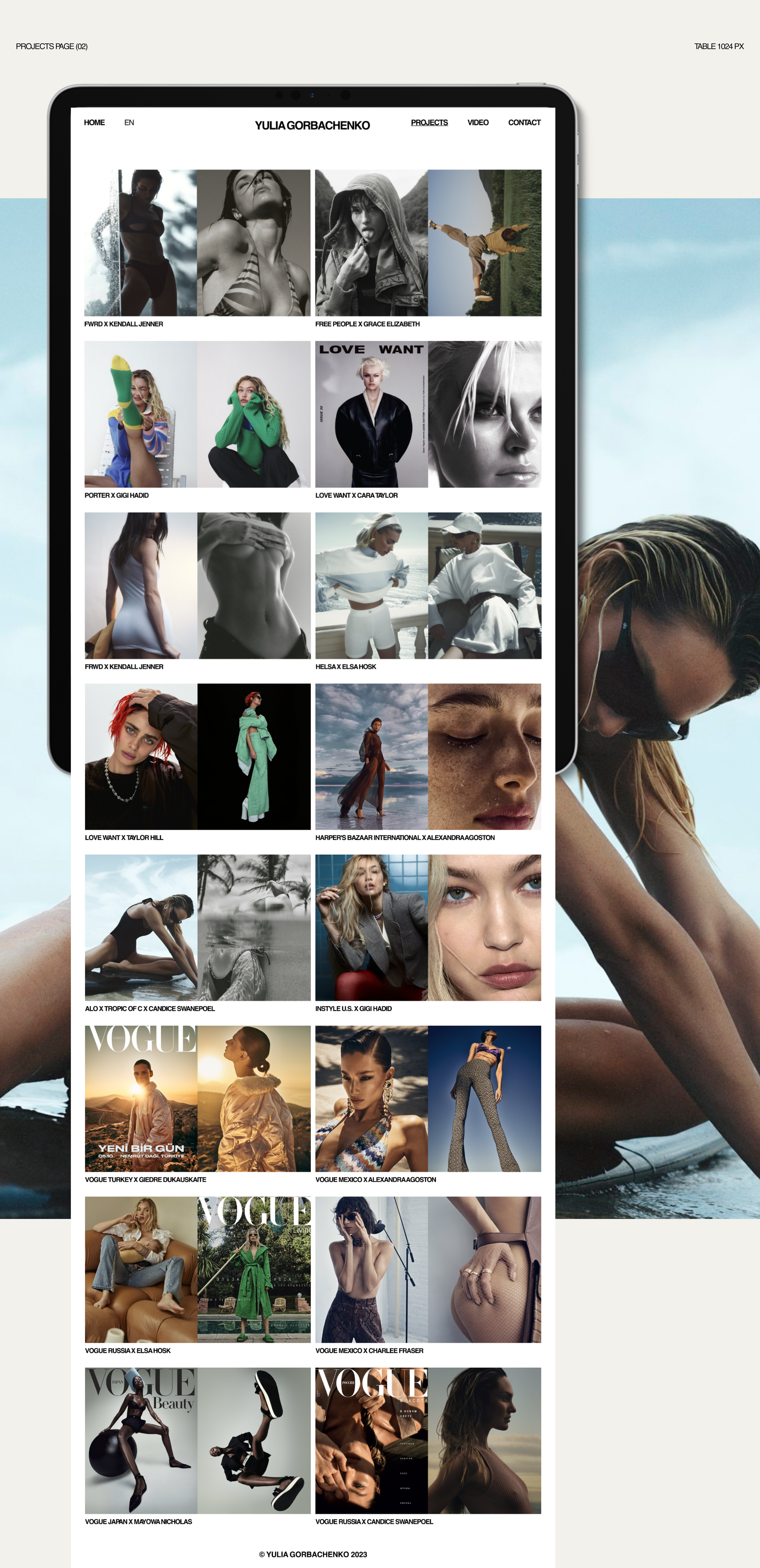YULIA GORBACHENKO. Photographer portfolio website concept. — Изображение №3 — Интерфейсы, Графика на Dprofile