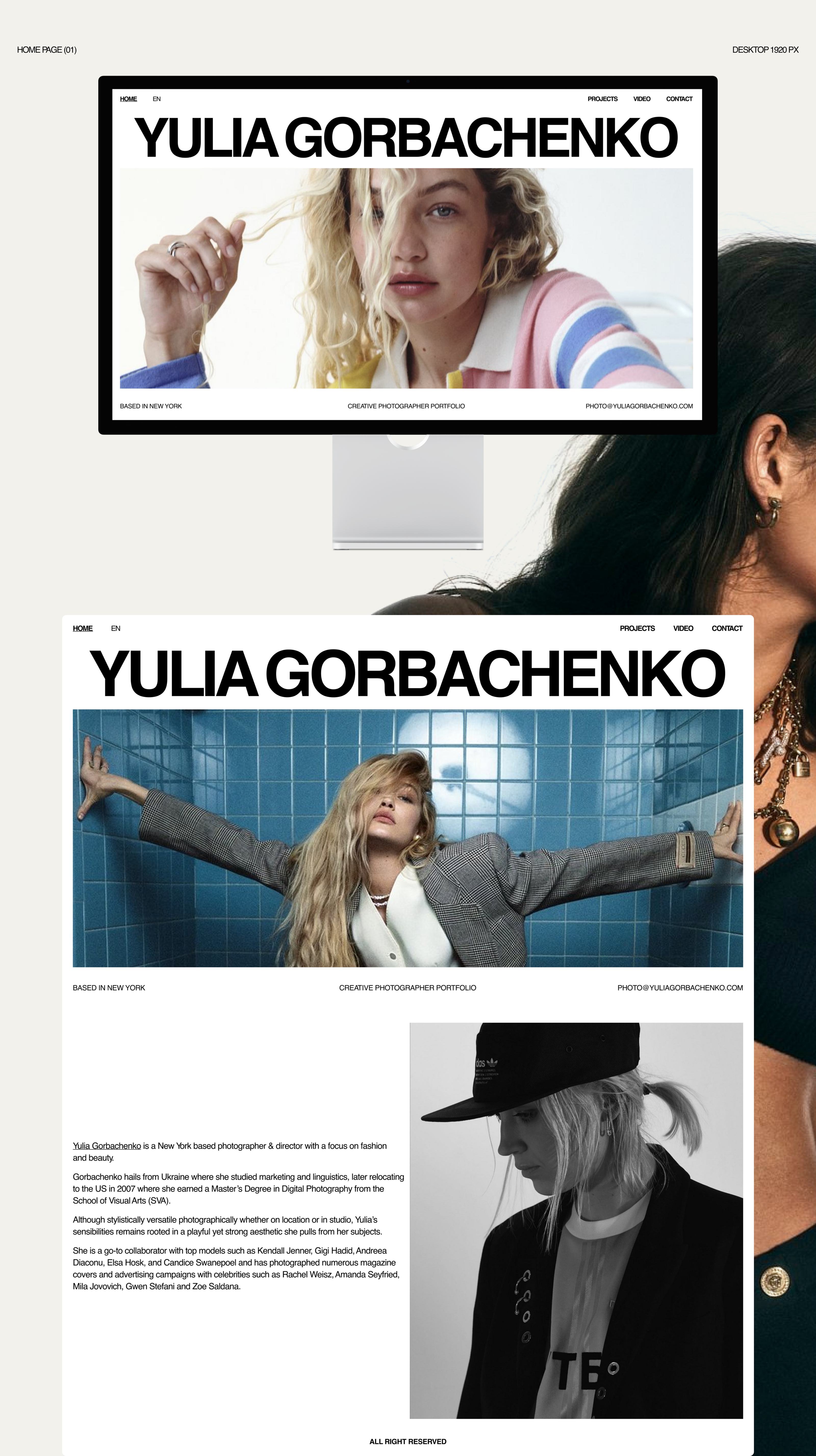 YULIA GORBACHENKO. Photographer portfolio website concept. — Изображение №2 — Интерфейсы, Графика на Dprofile