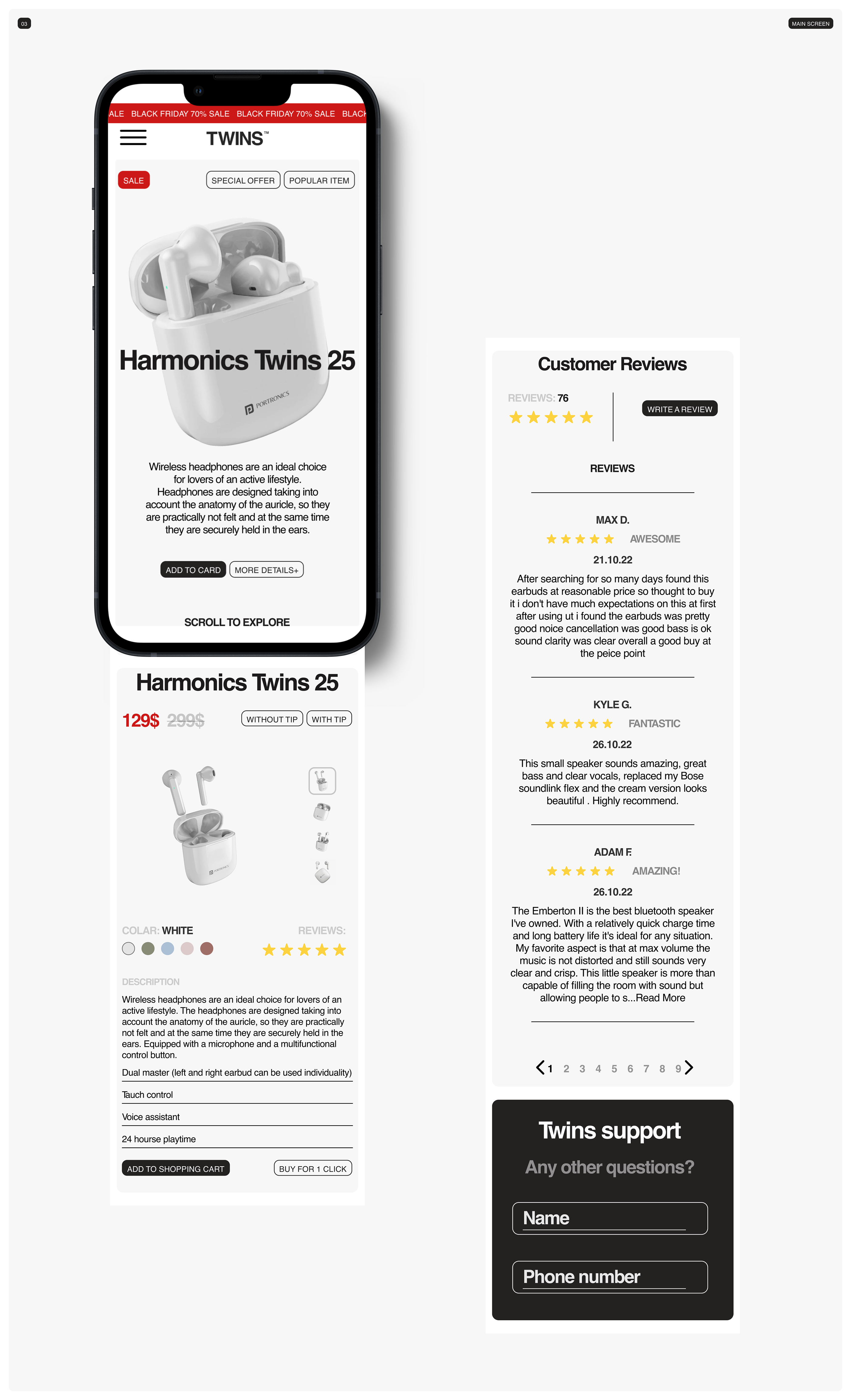 Landing page. E-commerce headphones concept — Изображение №4 — Интерфейсы на Dprofile