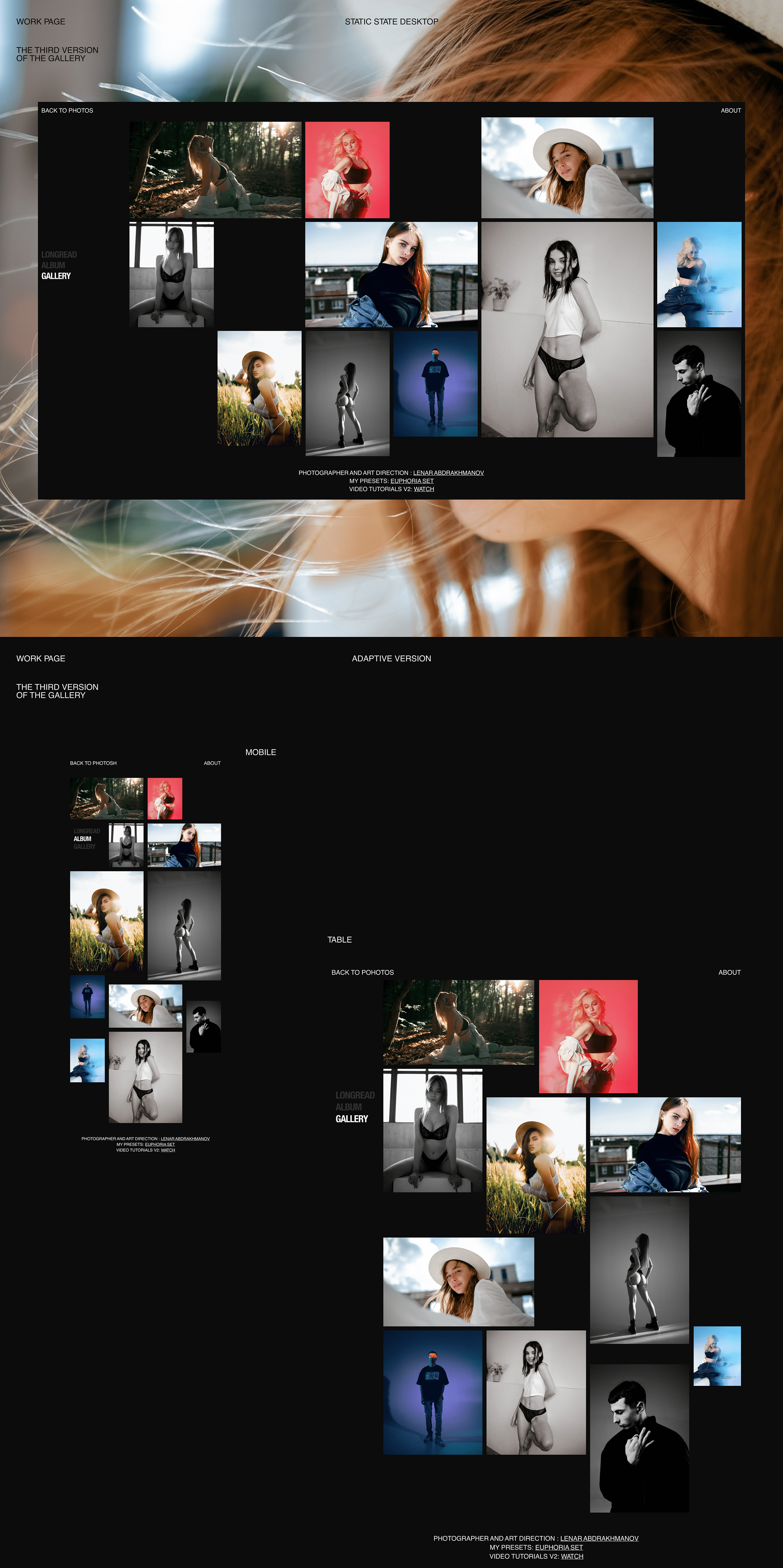 Abdrakhmanov. Photographer portfolio website concept. — Изображение №7 — Интерфейсы, Графика на Dprofile