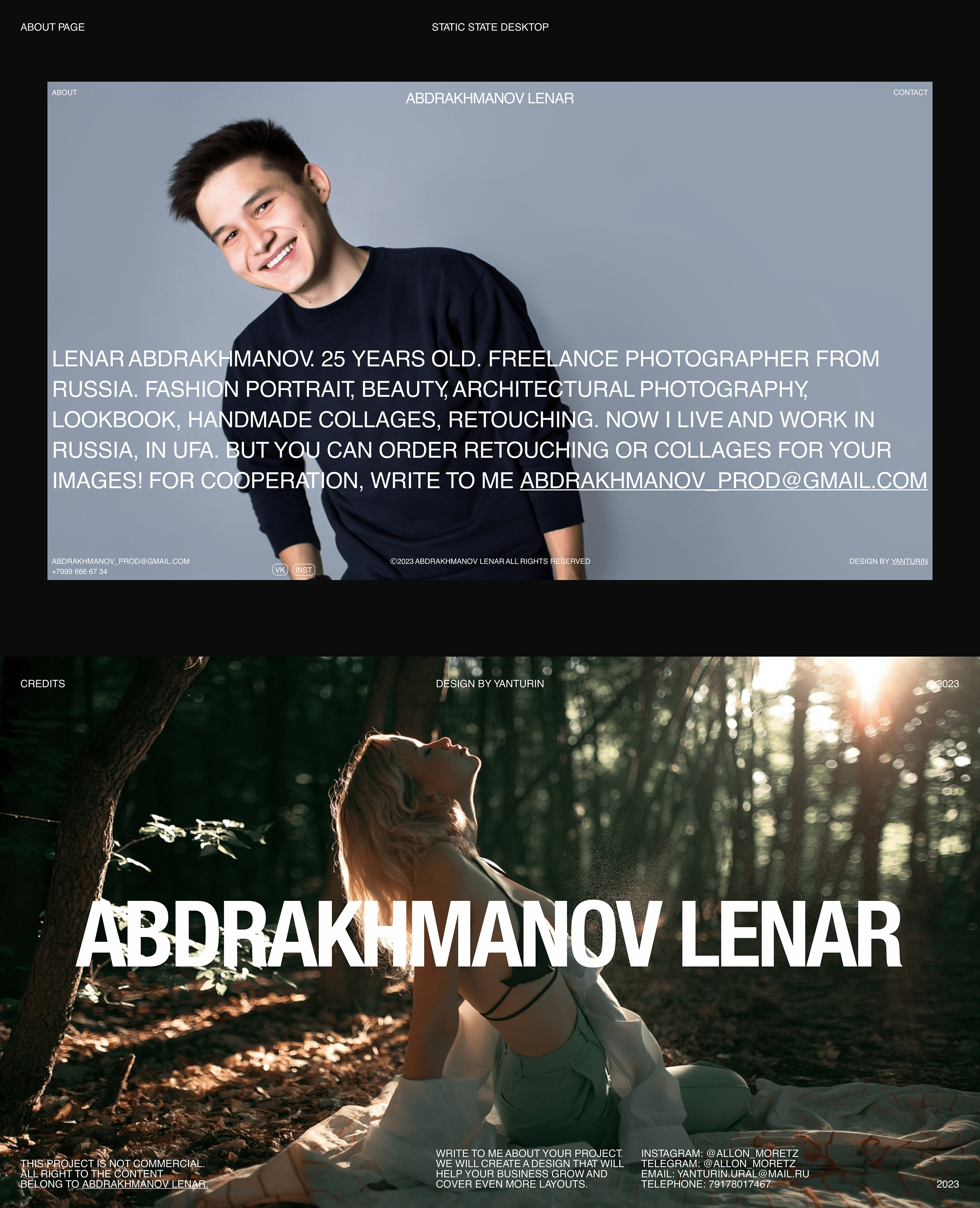 Abdrakhmanov. Photographer portfolio website concept. — Изображение №8 — Интерфейсы, Графика на Dprofile