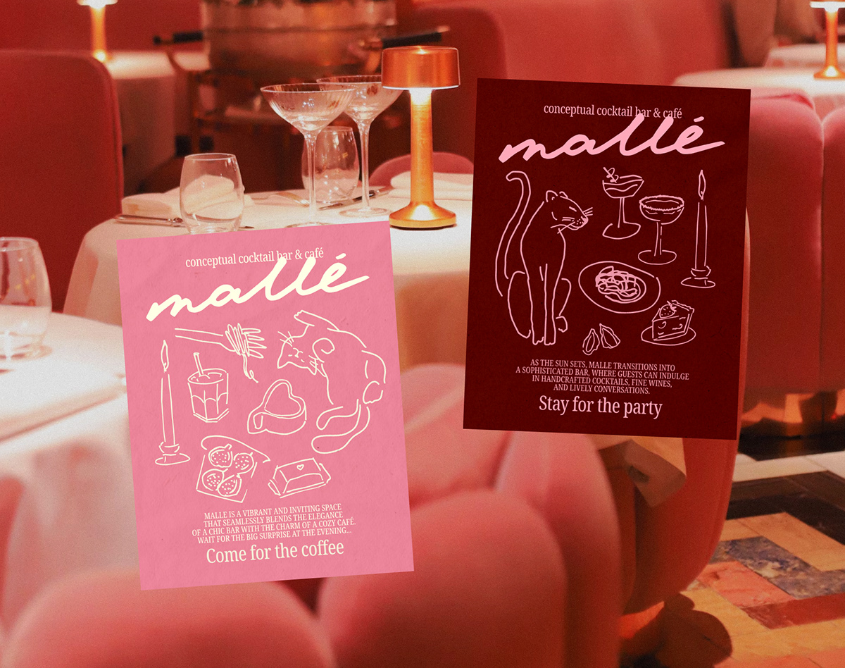Malle / Cocktail bar & cafe brand identity — Изображение №9 — Брендинг на Dprofile