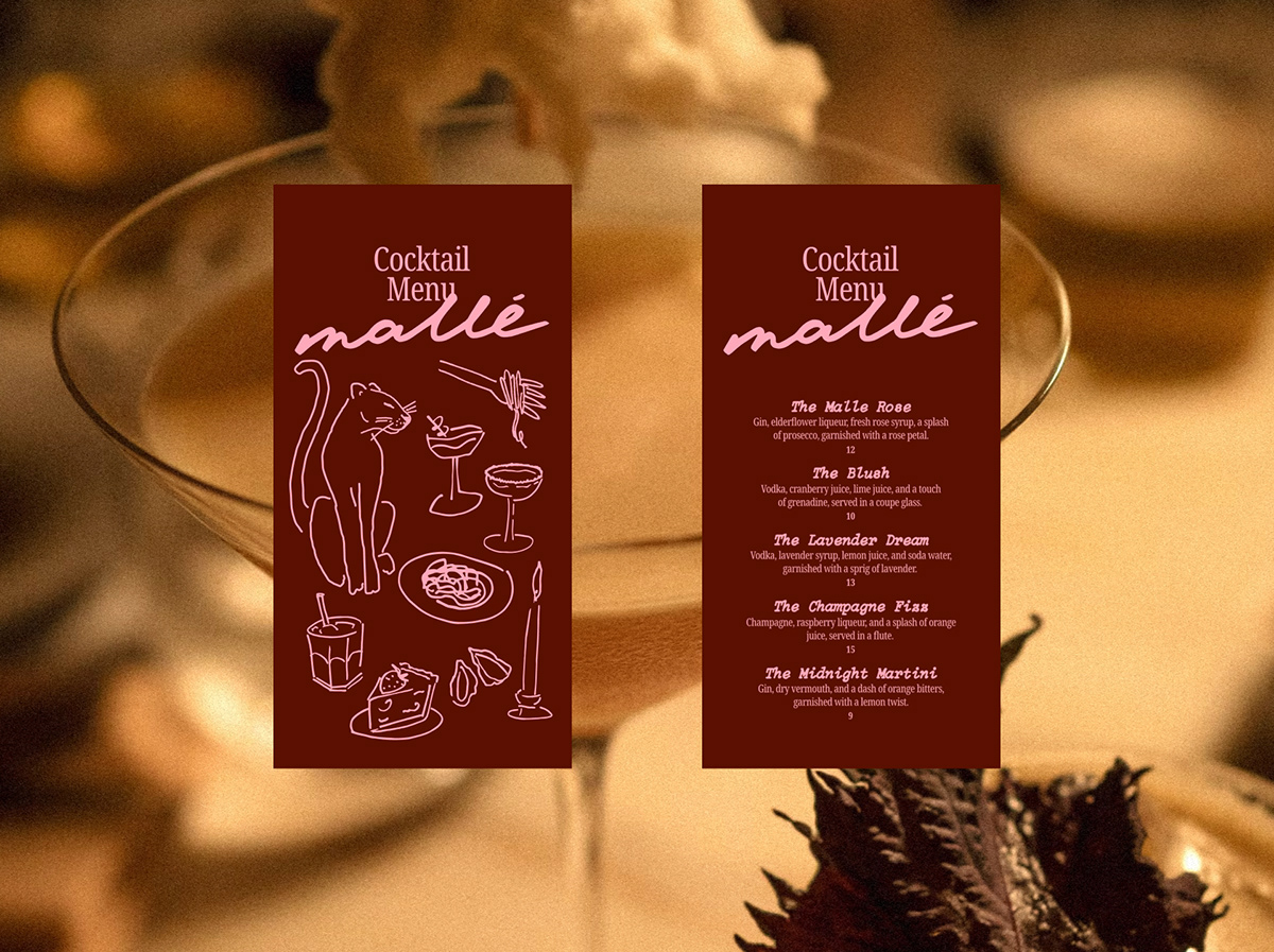 Malle / Cocktail bar & cafe brand identity — Изображение №15 — Брендинг на Dprofile