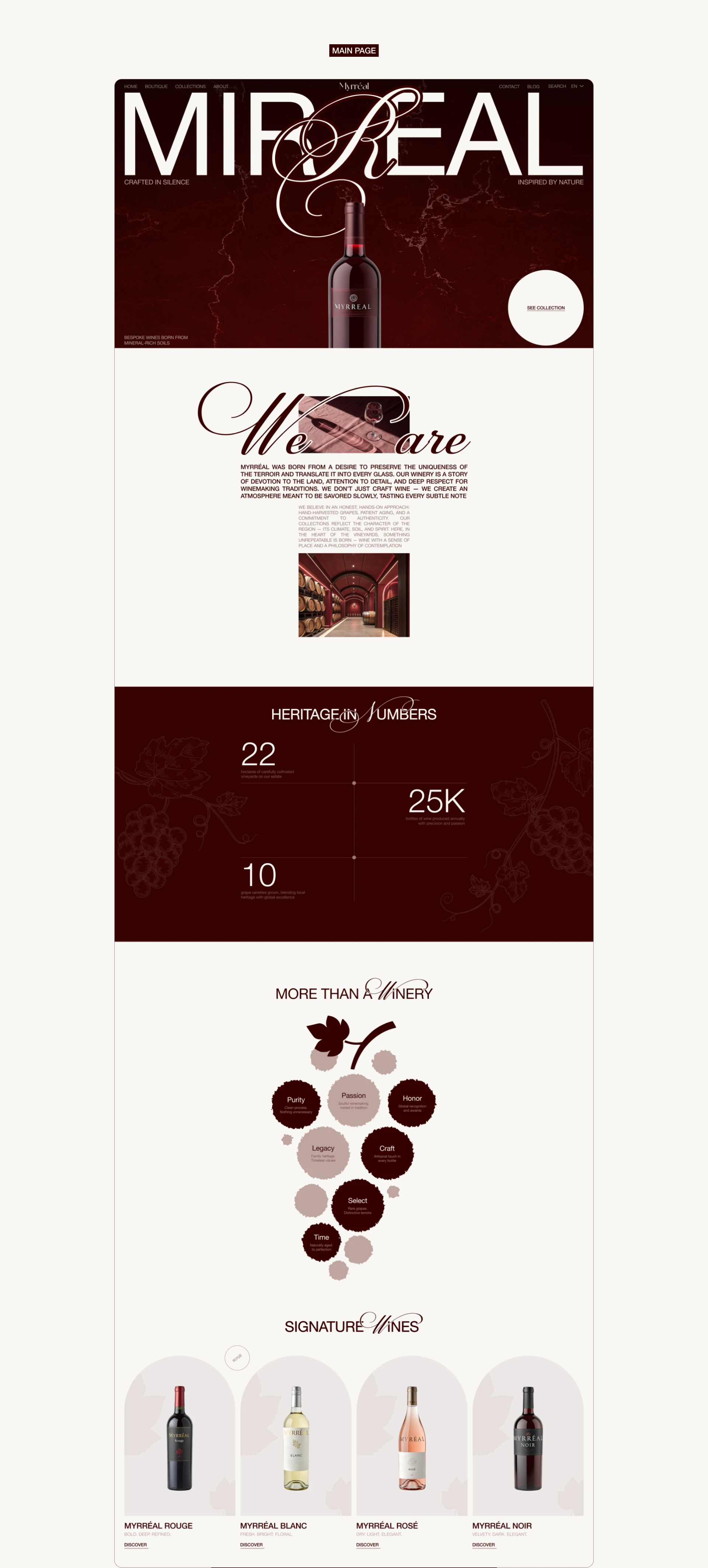 MYRREAL | Corporate website UX/UI Design | Winery — Изображение №3 — Интерфейсы на Dprofile