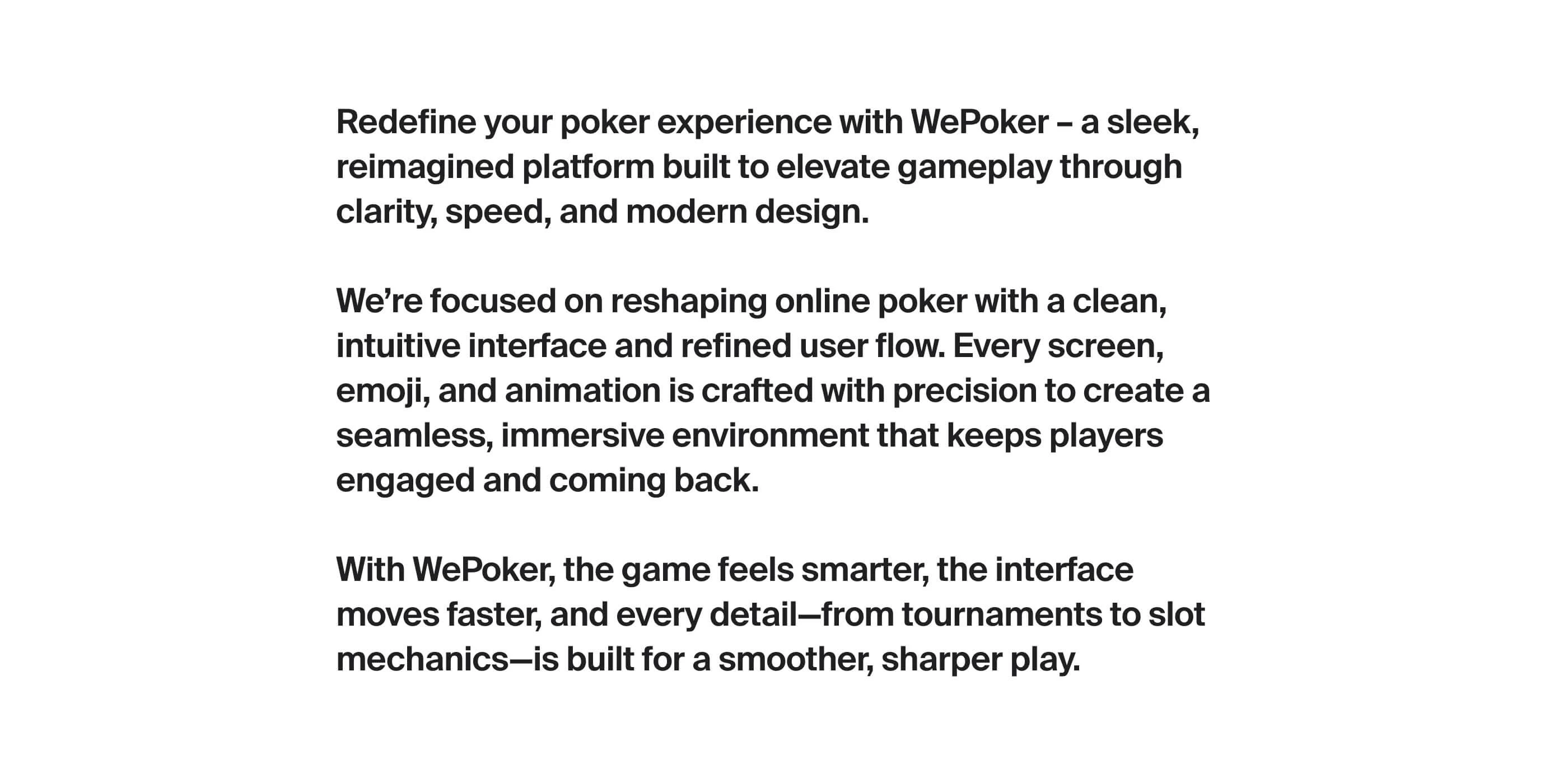 UX/UI дизайн покер-рума и приложения WePoker WPK — Изображение №2 — Интерфейсы на Dprofile