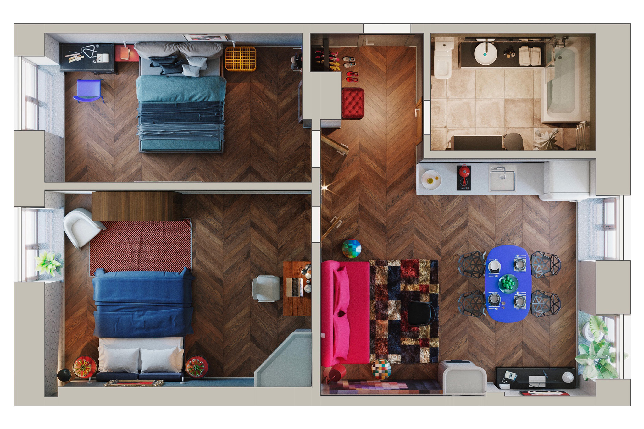 Номер в гостинице — Изображение №1 — Иллюстрация, 3D на Dprofile