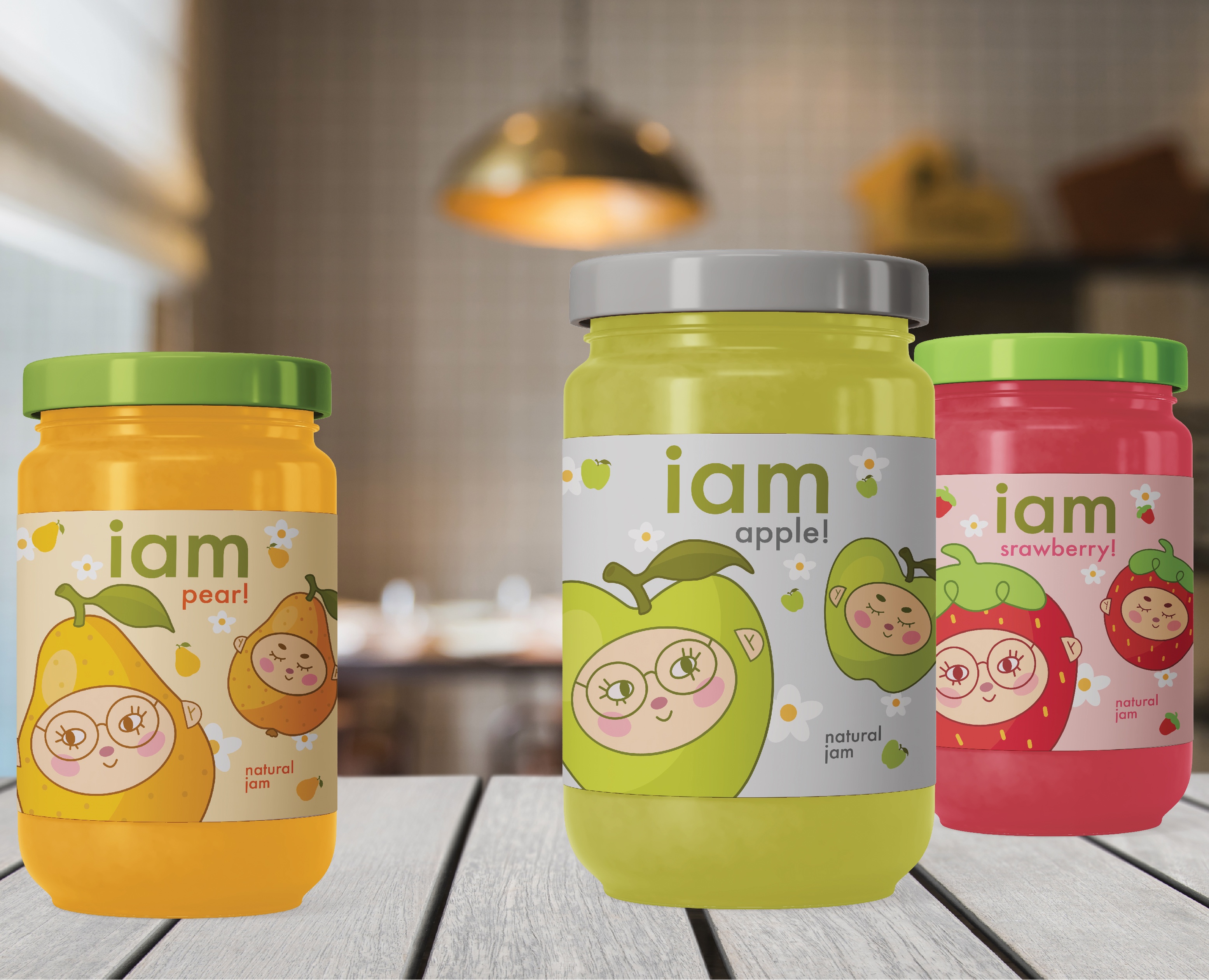 Упаковка фруктового джема IAM — Брендинг, Иллюстрация на Dprofile