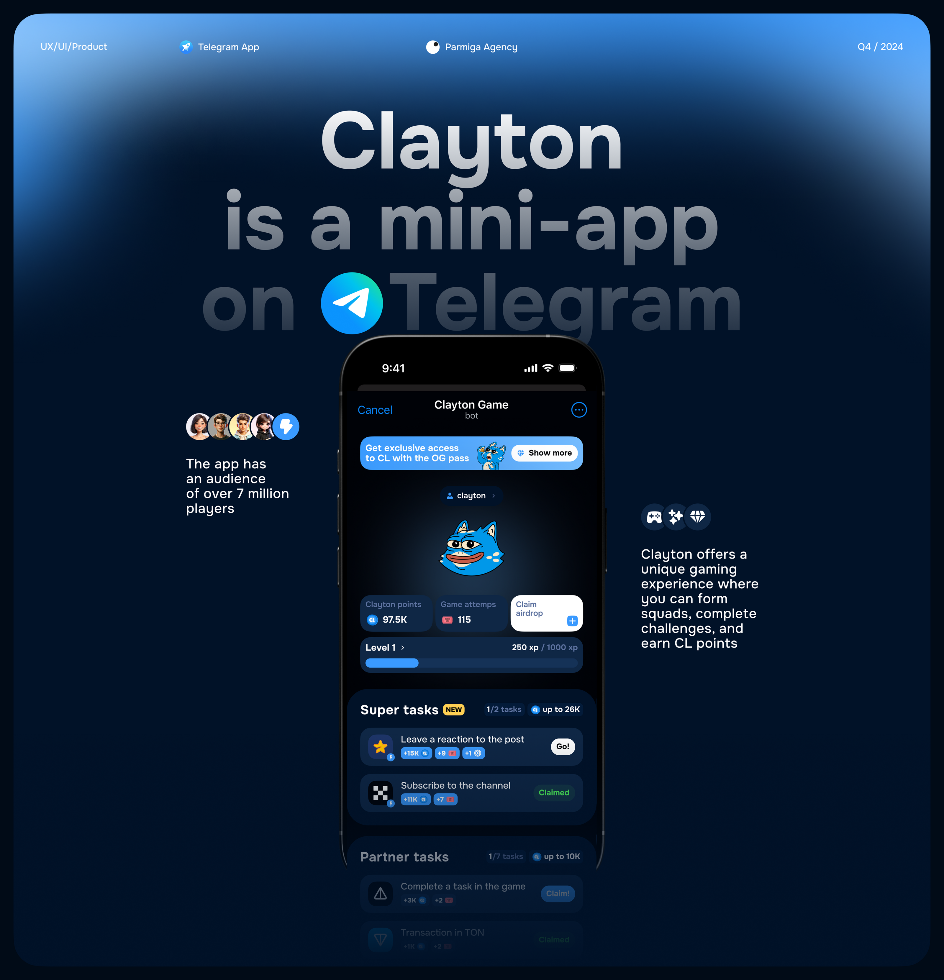 Clayton l Mobile App for Telegram l Hign UI/UX — Изображение №1 — Интерфейсы на Dprofile
