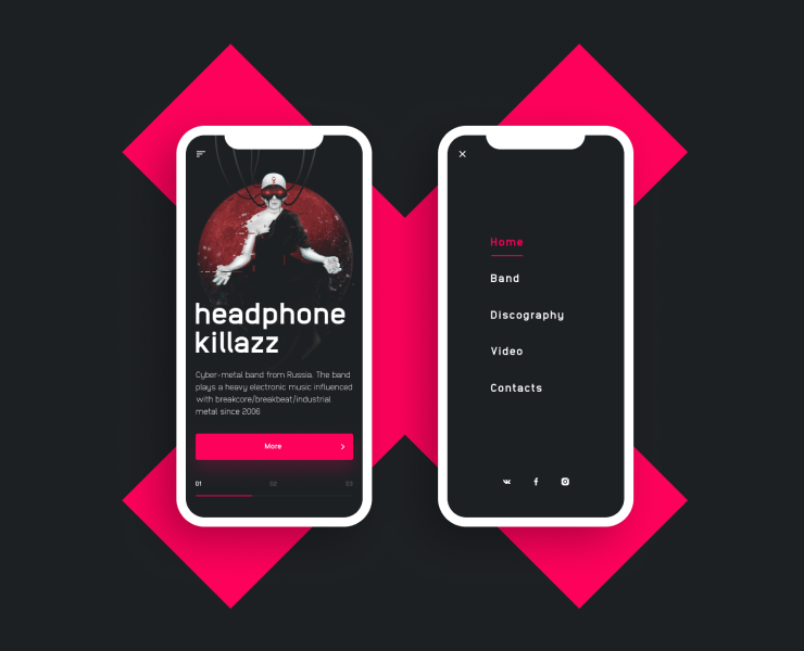 Headphone Killazz band website — Интерфейсы на Dprofile