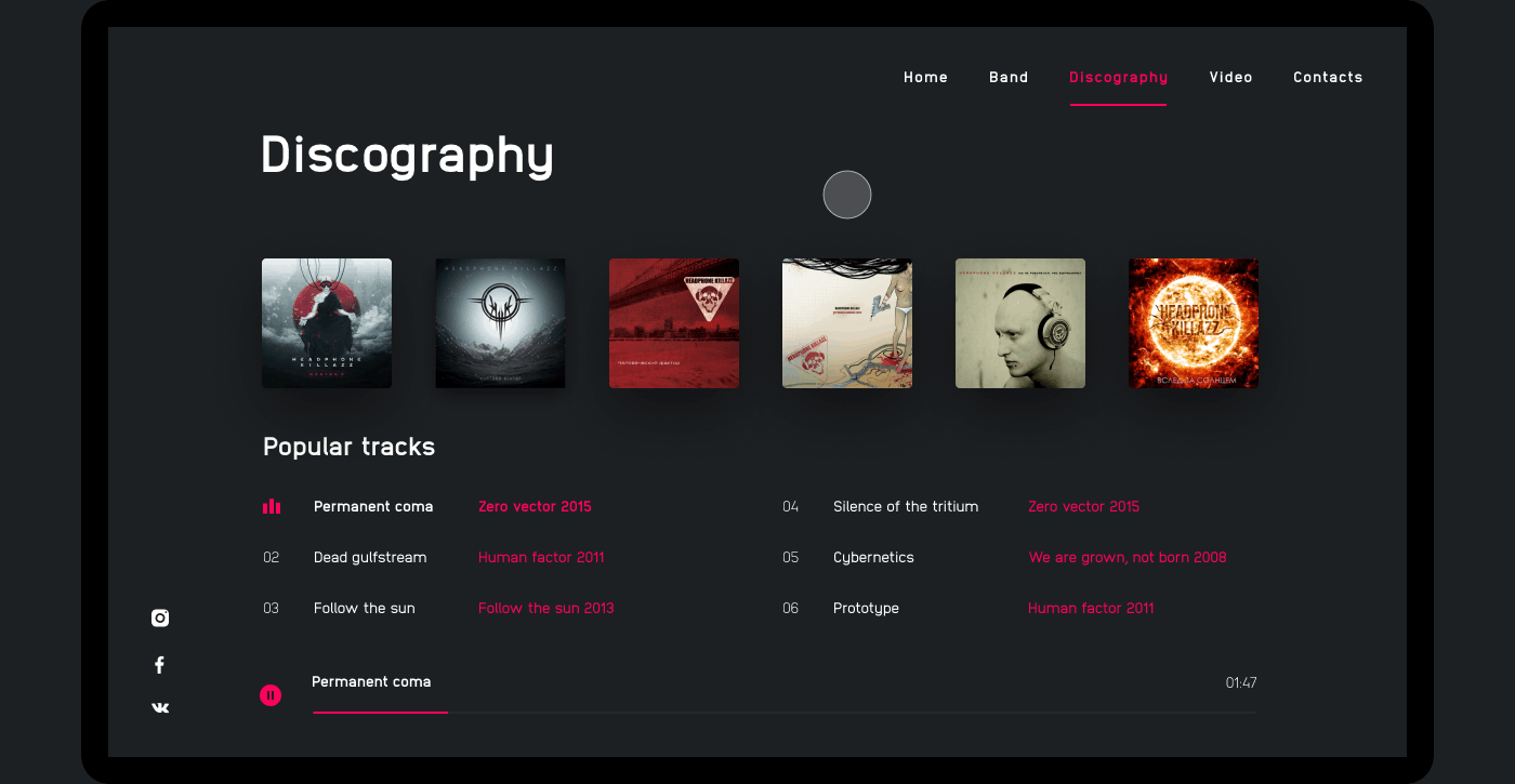 Headphone Killazz band website — Изображение №9 — Интерфейсы на Dprofile
