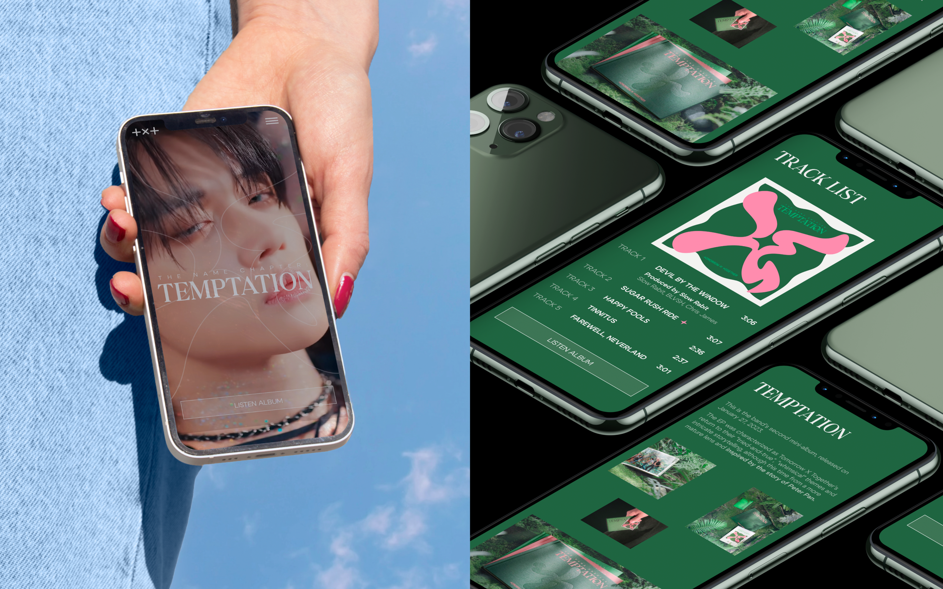 Music Album Landing Page / TOMORROW X TOGETHER — Изображение №3 — Интерфейсы, Анимация на Dprofile