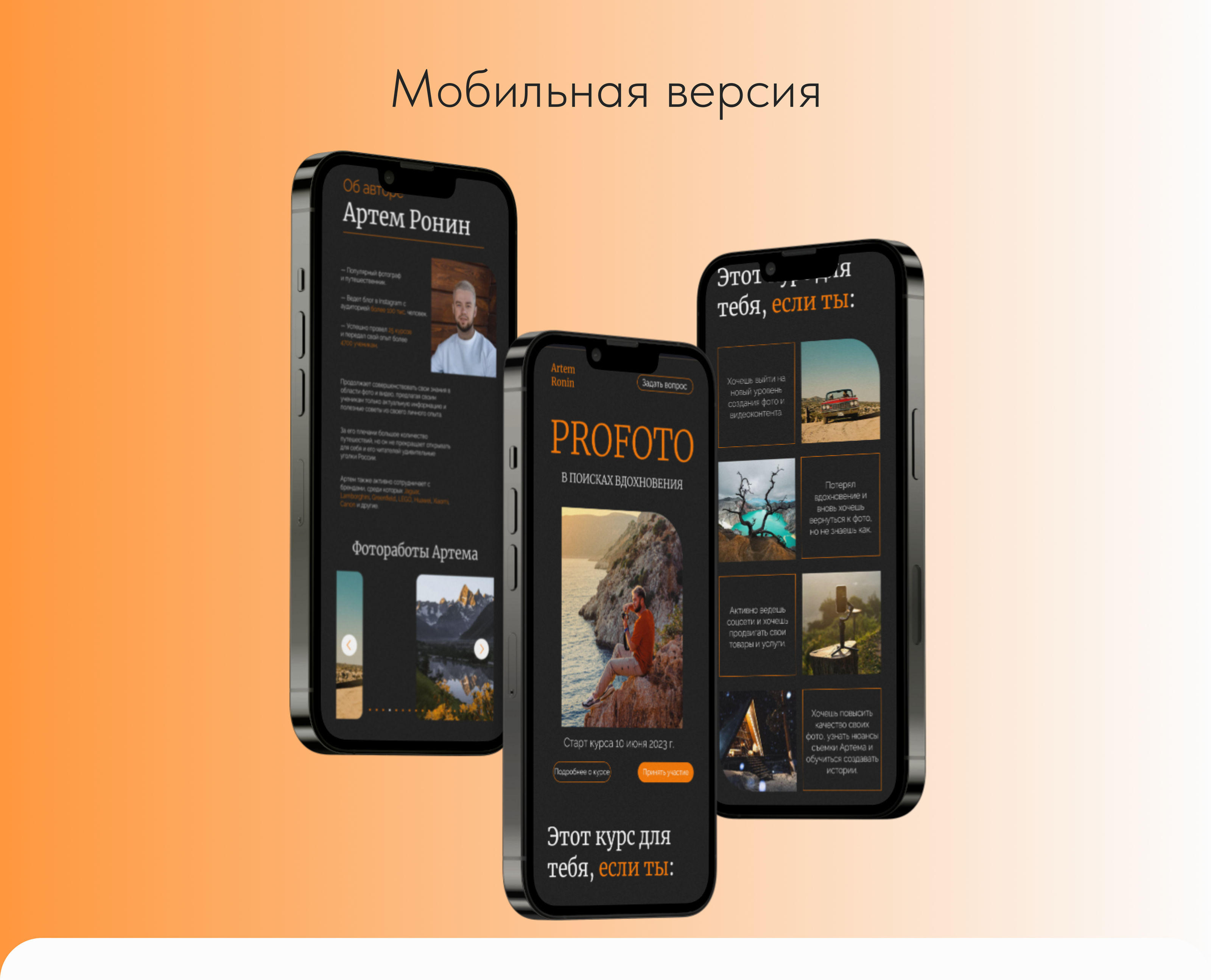 Сайт для курса по фотографии от Артёма Ронина — Изображение №6 — Интерфейсы, Маркетинг на Dprofile