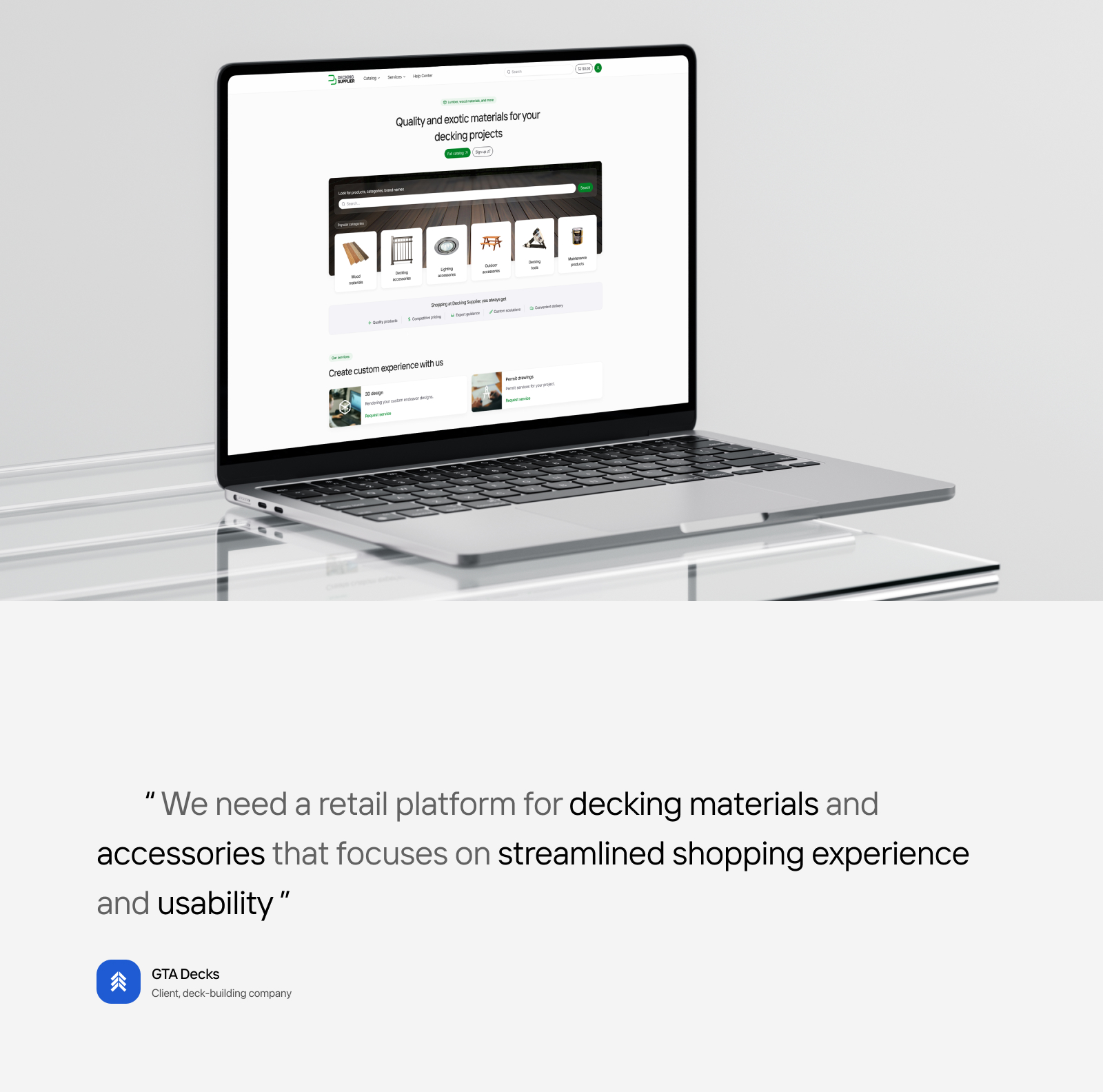 Decking Supplier — Изображение №1 — Интерфейсы, Брендинг на Dprofile