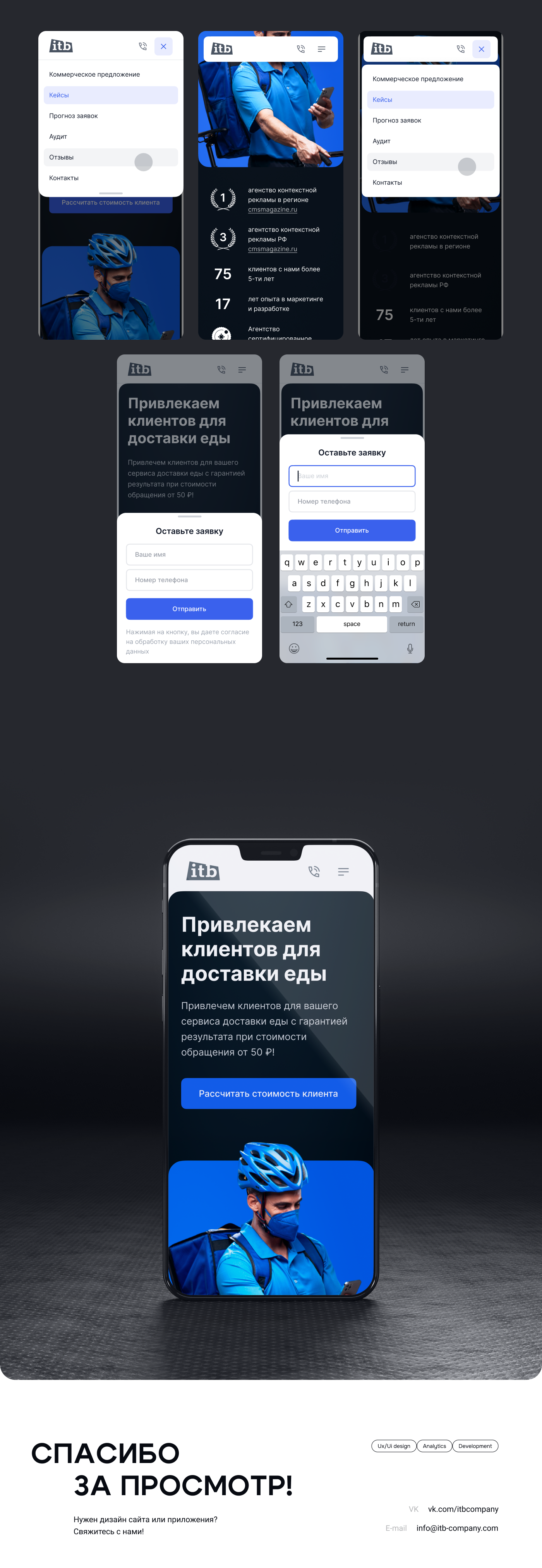 Landing page itb - привлечение клиентов на доставку еды — Изображение №4 — Интерфейсы, Маркетинг на Dprofile