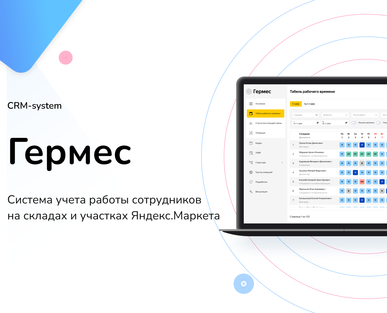Гермес | Система учёта работы сотрудников — Интерфейсы на Dprofile