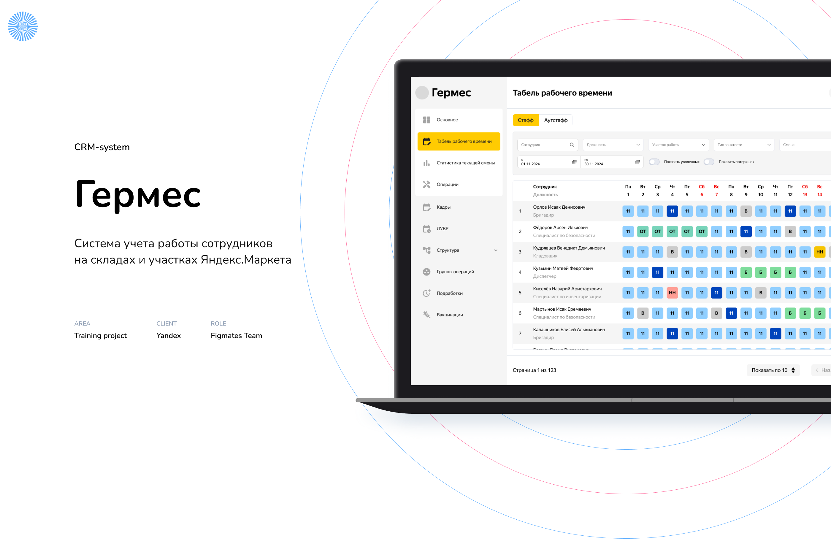 Гермес | Система учёта работы сотрудников — Изображение №1 — Интерфейсы на Dprofile