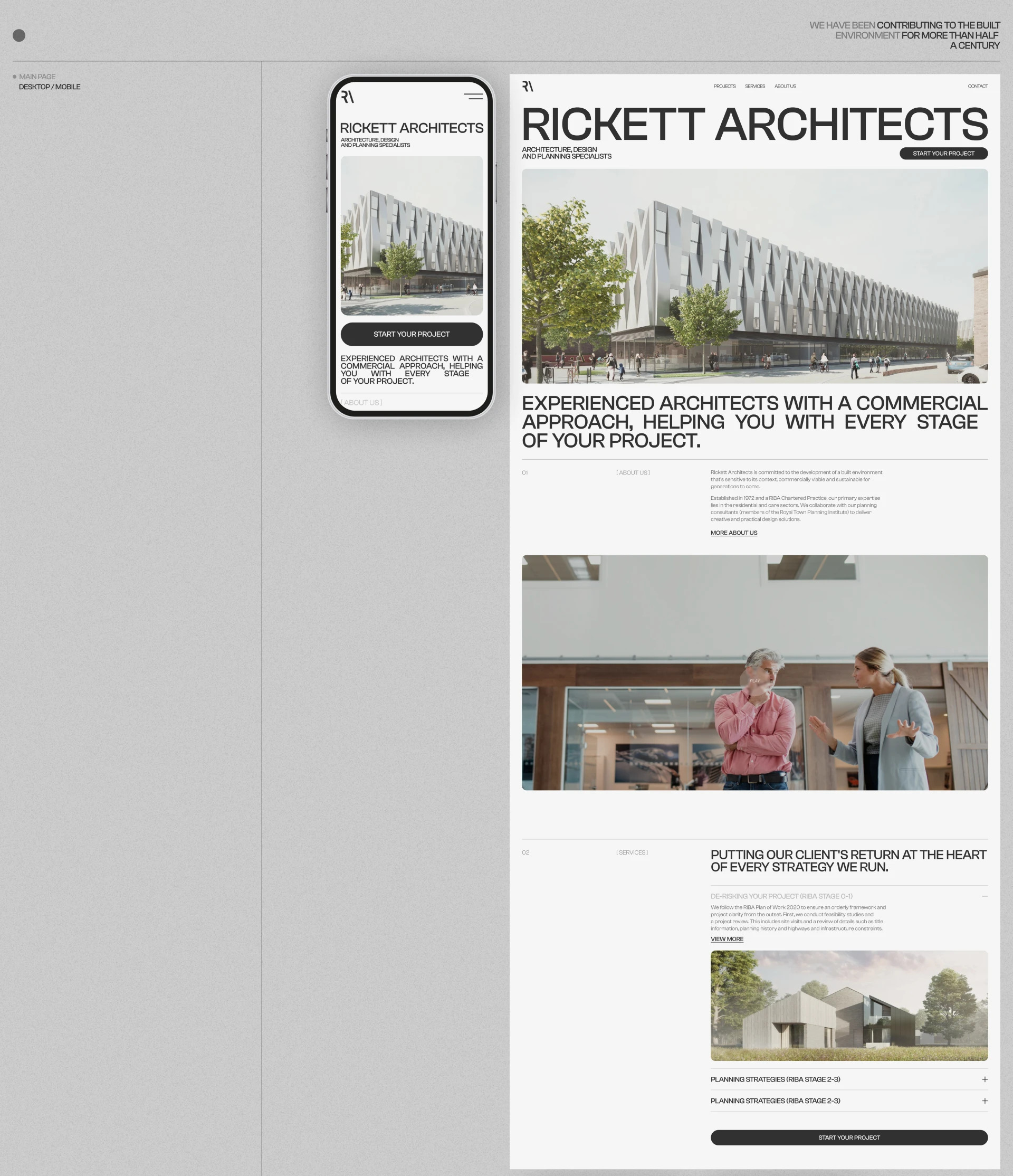 Rickett Architects | Redesign concept — Изображение №3 — Интерфейсы, Брендинг на Dprofile