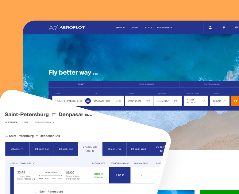 Аэрофлот — Интерфейсы, Графика на Dprofile