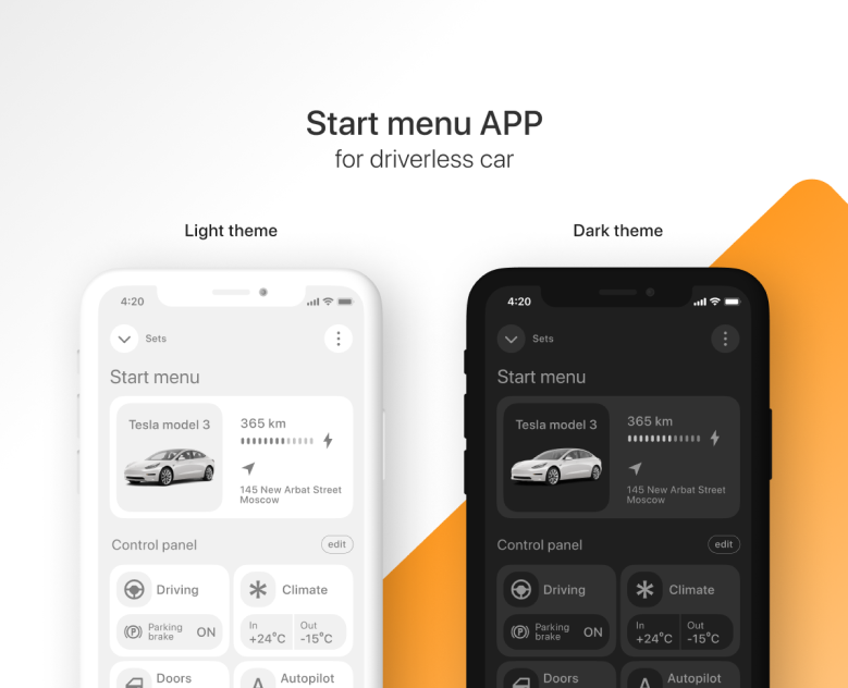 Концепт приложения автомобиля Tesla — Интерфейсы на Dprofile