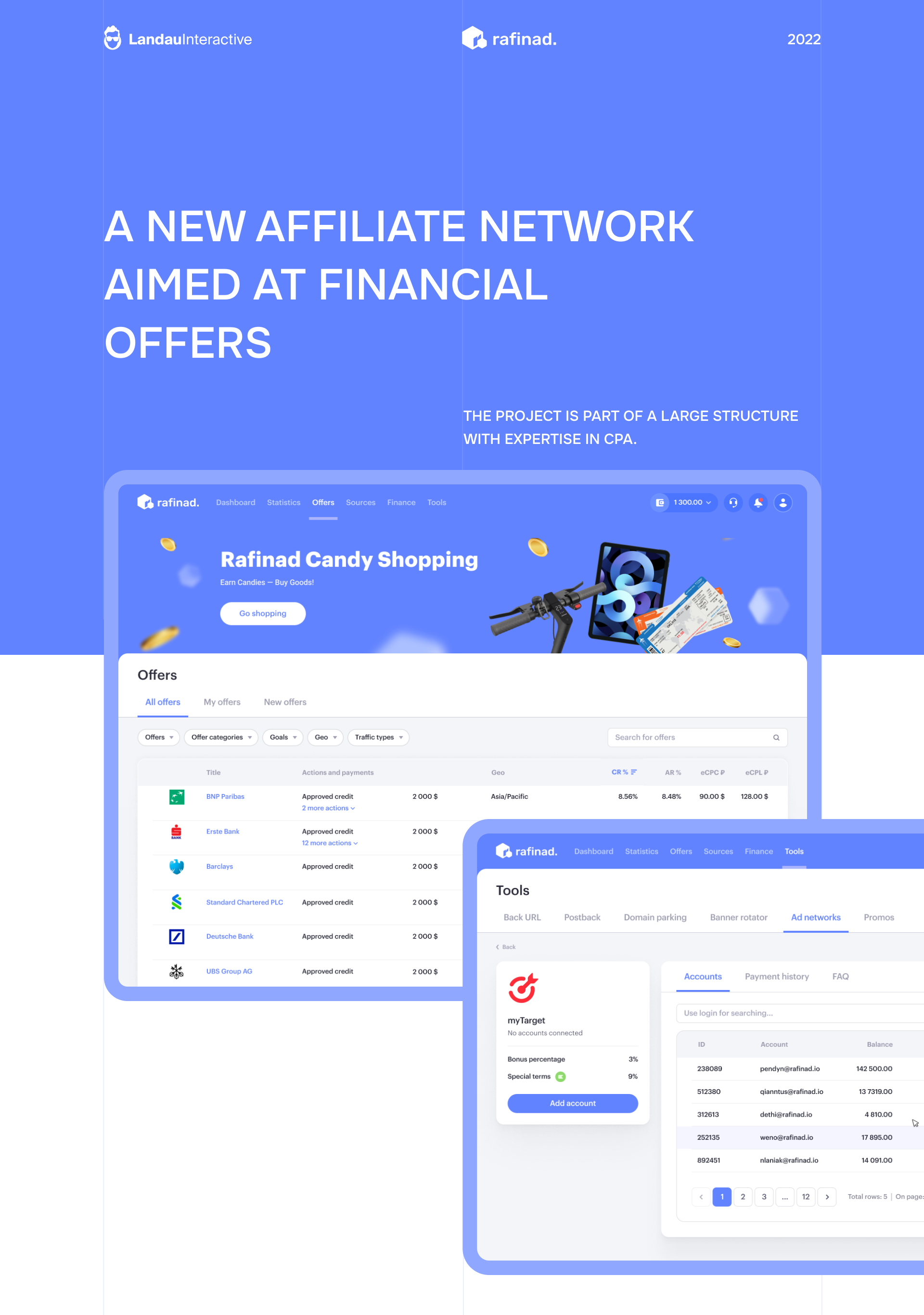 Rafinad CPA platform: UX|UI & brand identity — Изображение №1 — Интерфейсы на Dprofile