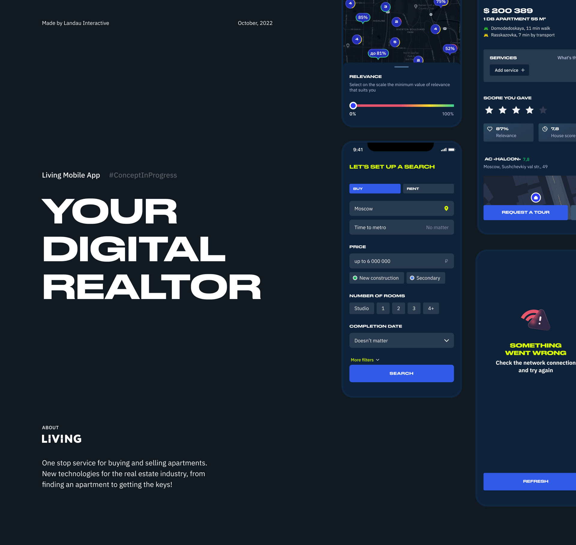 Living – UX/UI for property advisor app — Изображение №1 — Интерфейсы, Иллюстрация на Dprofile