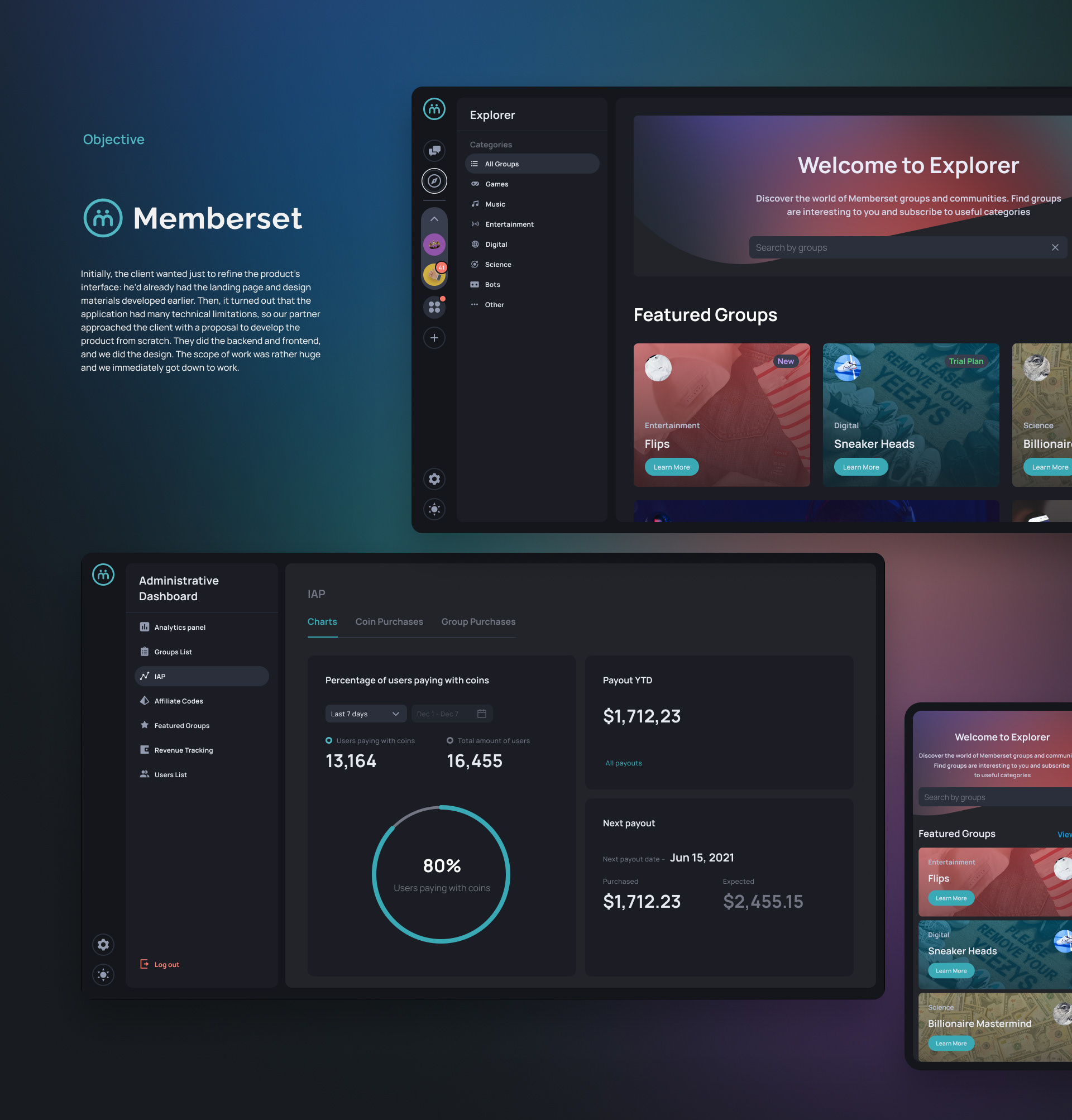 UX/UI-дизайн для  Memberset App — Изображение №2 — Интерфейсы на Dprofile