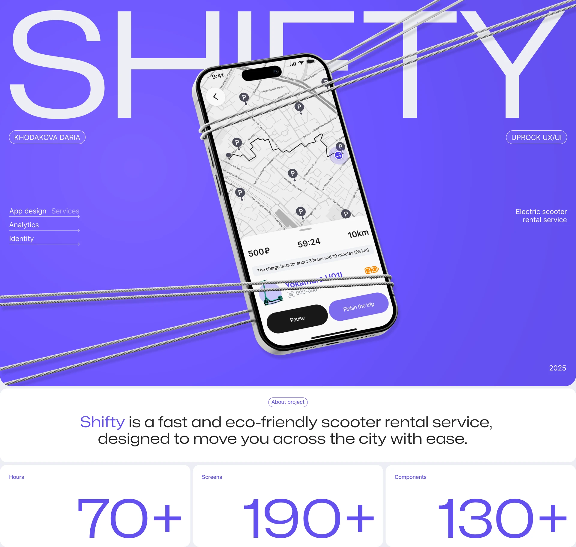 Shifty | scooter rental service UX&UI — Изображение №1 — Интерфейсы на Dprofile