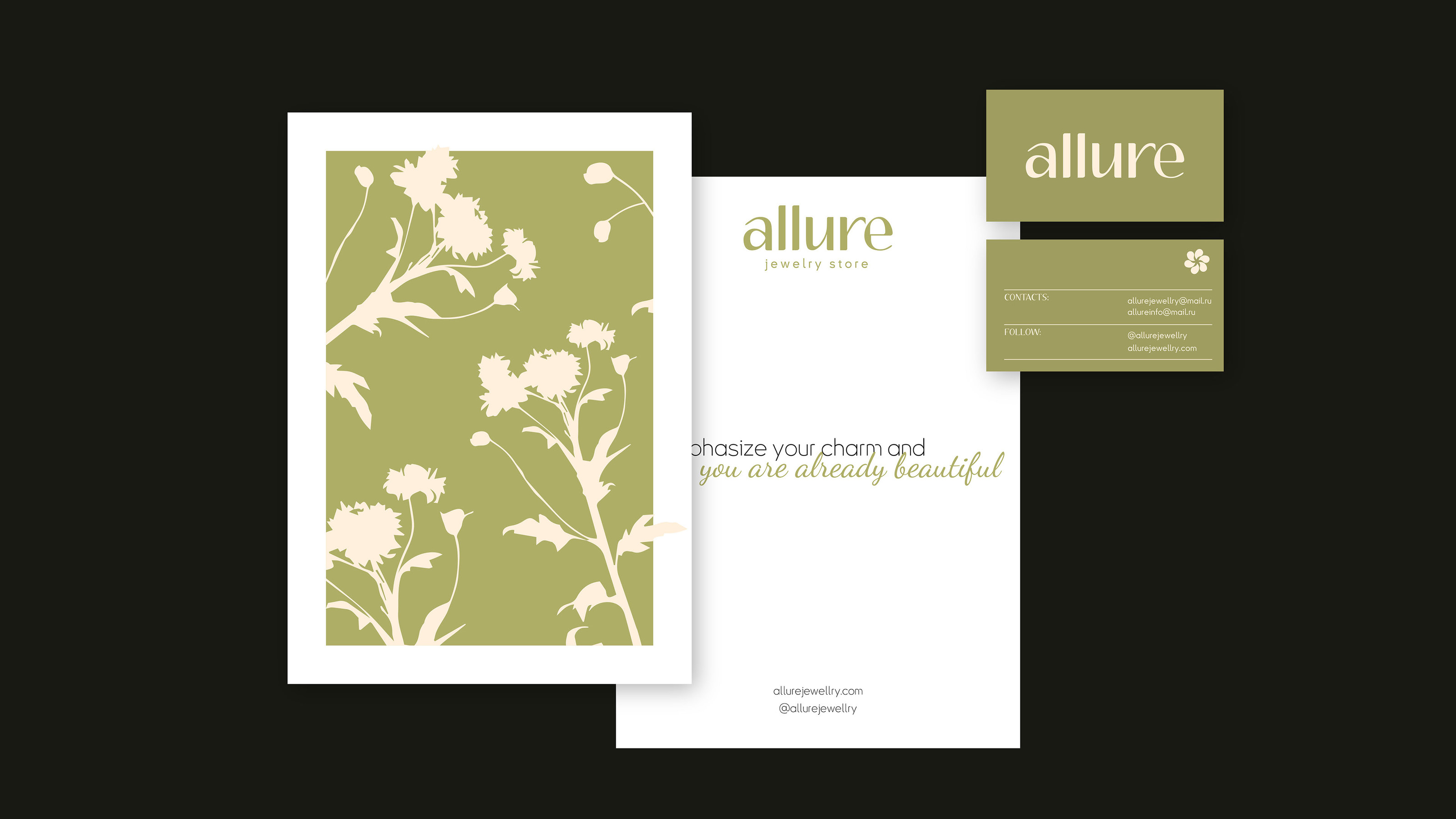 Allure jewelry | BRAND IDENTITY | JEWELRY STORE — Изображение №4 — Брендинг на Dprofile