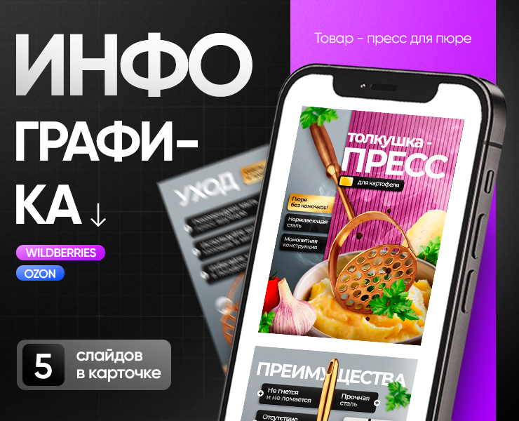 Инфографика | дизайн карточки товара | толкушка для пюре на Dprofile