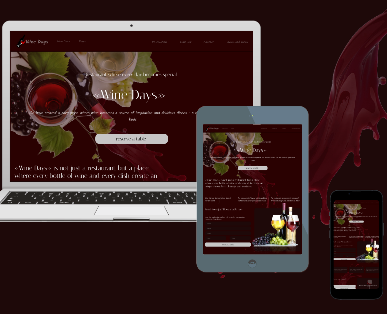 Landing wine restaurant — Интерфейсы, Брендинг на Dprofile