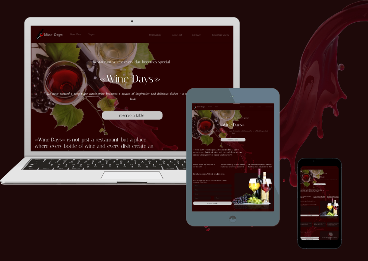 Landing wine restaurant — Изображение №1 — Интерфейсы, Брендинг на Dprofile