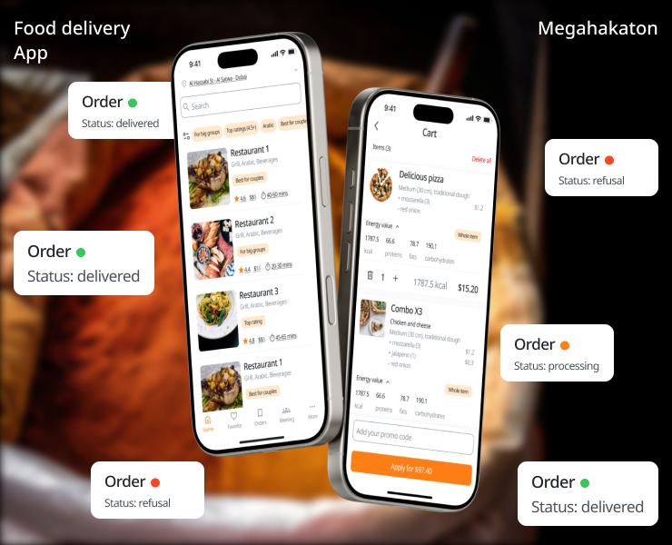 Taker Food Delivery App — Интерфейсы на Dprofile