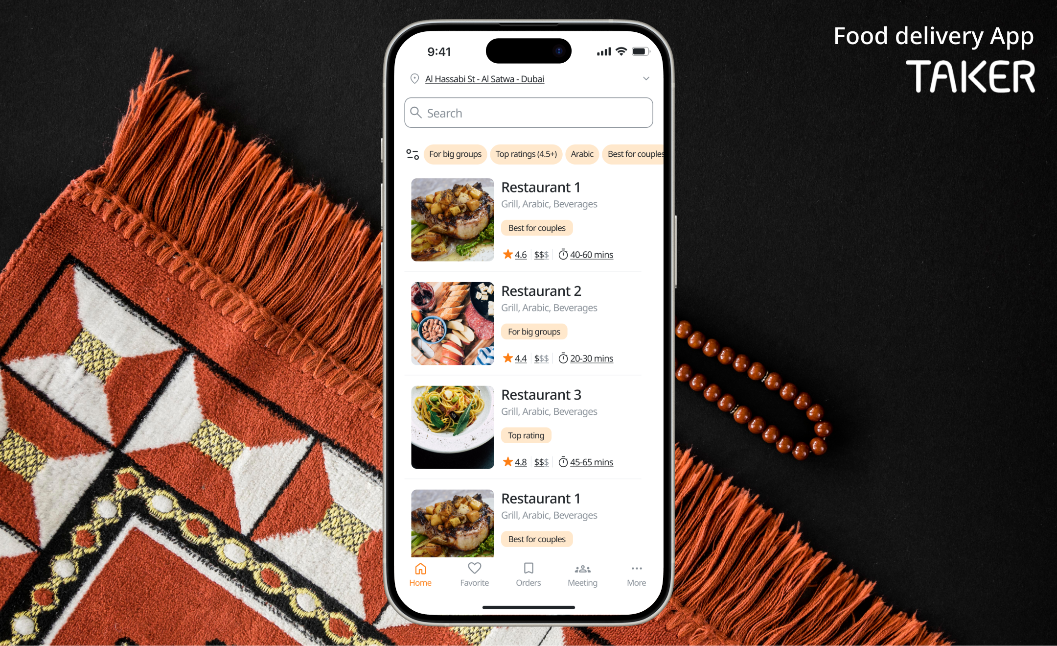Taker Food Delivery App — Изображение №1 — Интерфейсы на Dprofile