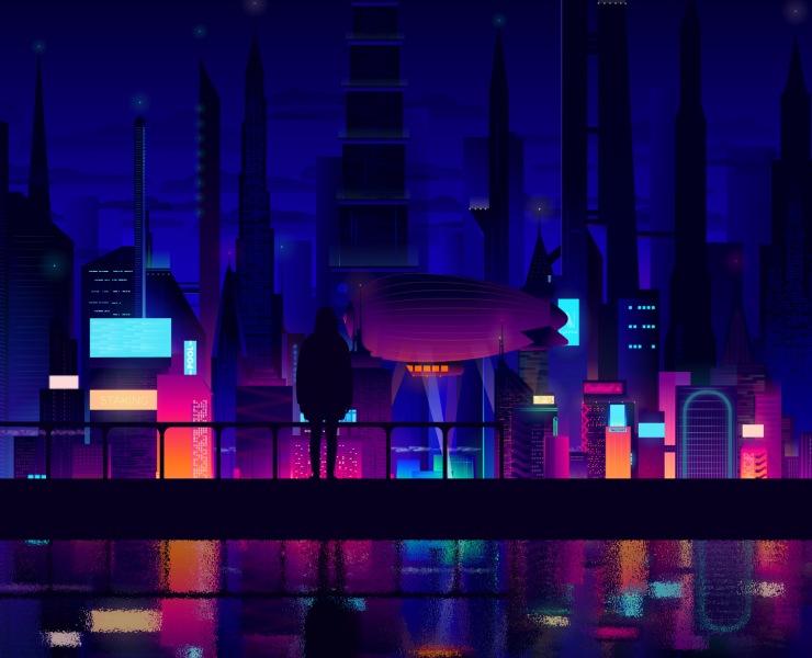 Night City Illustration, 2021 — Иллюстрация на Dprofile