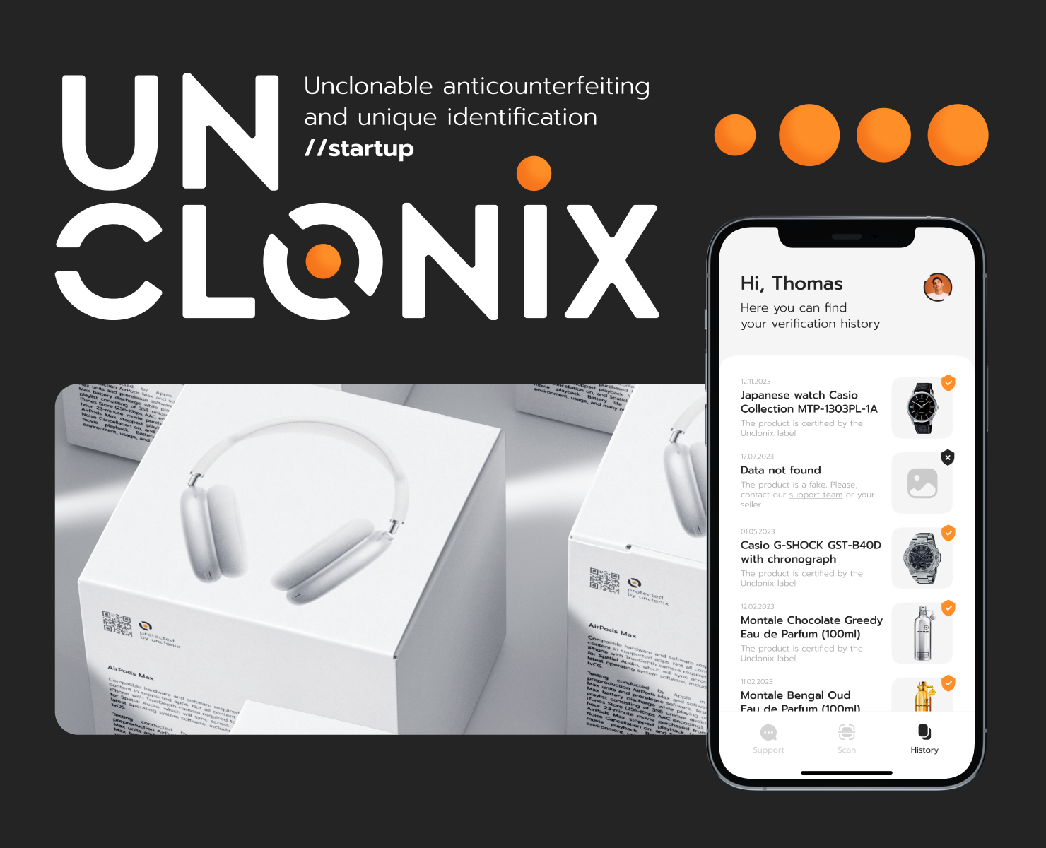 Unclonix (startup) |Identity|WebSite|App — Интерфейсы, Брендинг на Dprofile