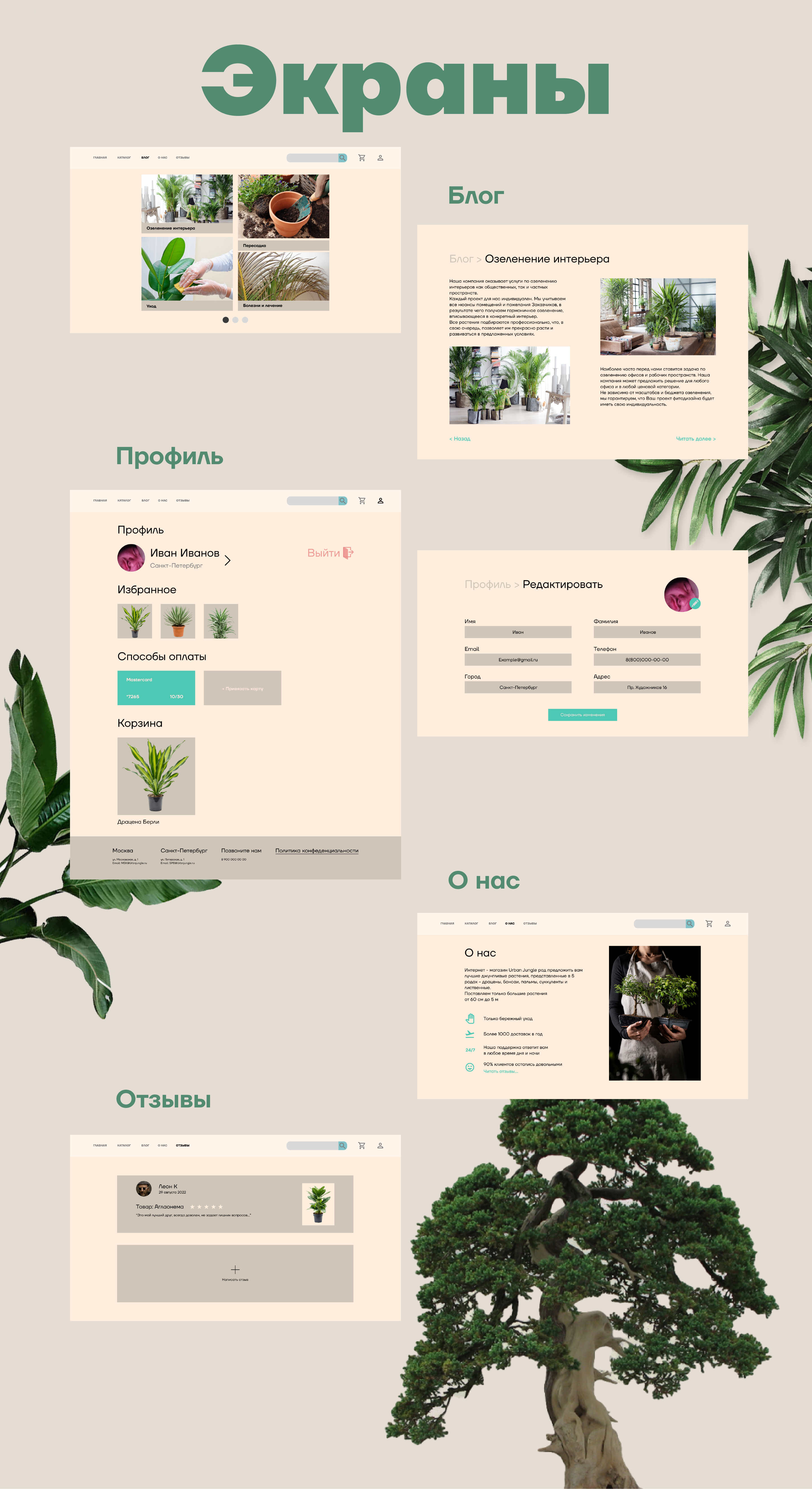 Разработка сайта онлайн-магазина растений "Urban Jungle" — Изображение №5 — Интерфейсы на Dprofile