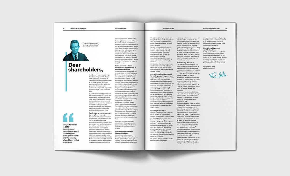 En+ Group. SUSTAINABILITY REPORT 2018 — Изображение №3 — Графика на Dprofile