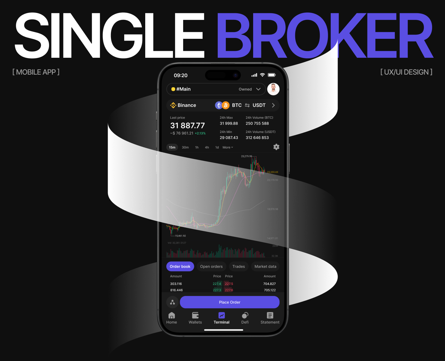 Single Broker | Crypto Exchange Mobile App — Интерфейсы на Dprofile